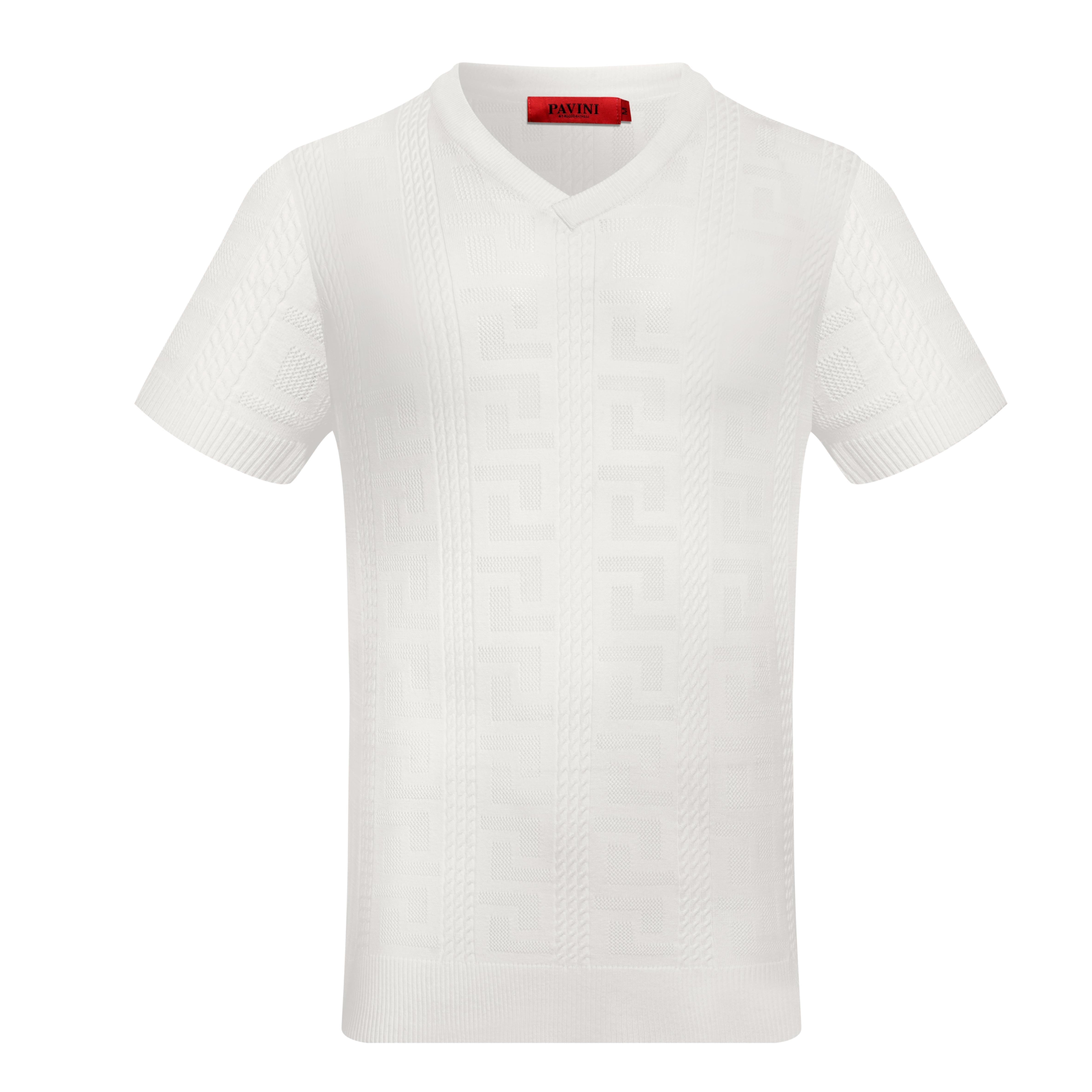 Textured V-Neck Knit T-Shirt