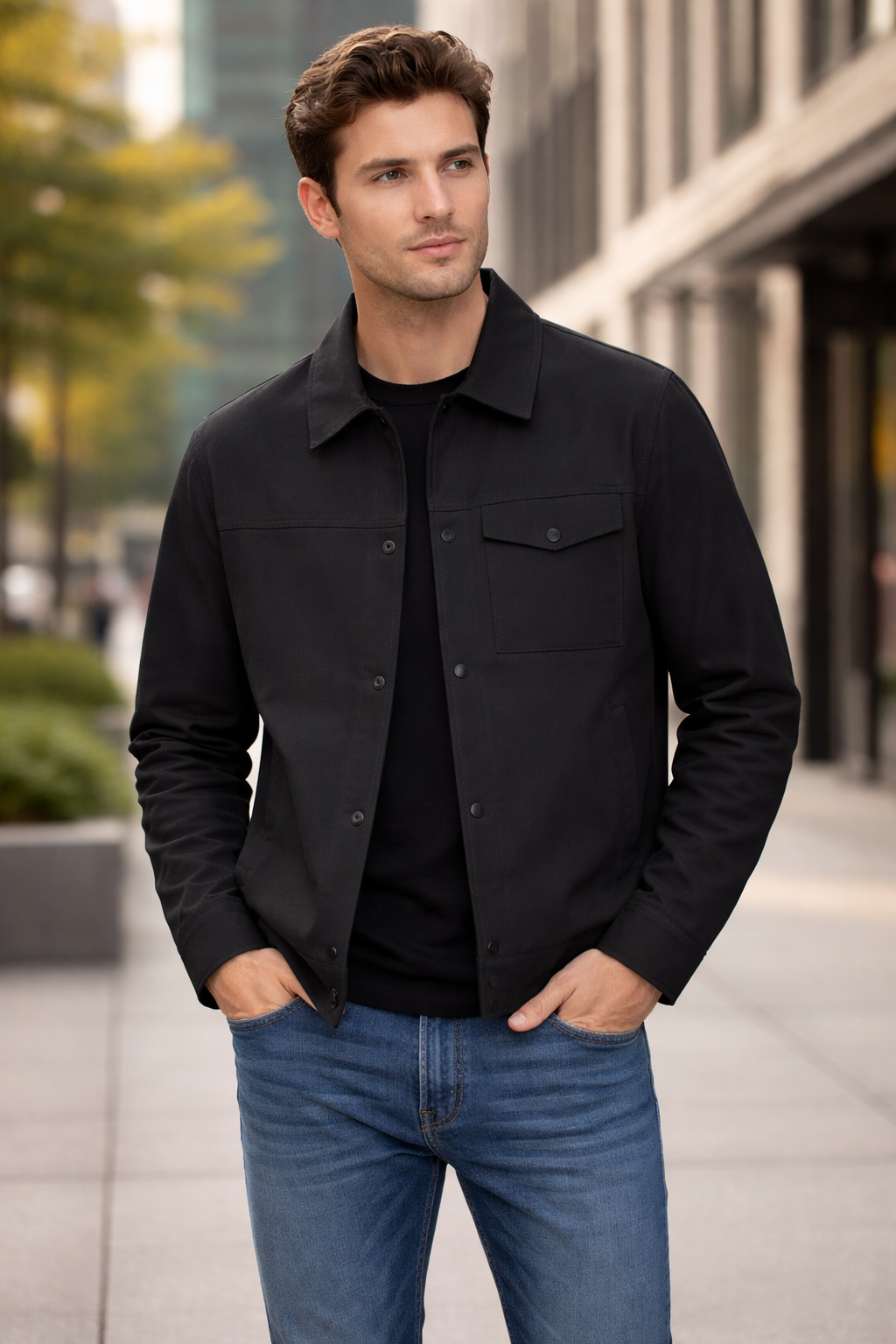 Men’s Snap Button Shirt Jacket