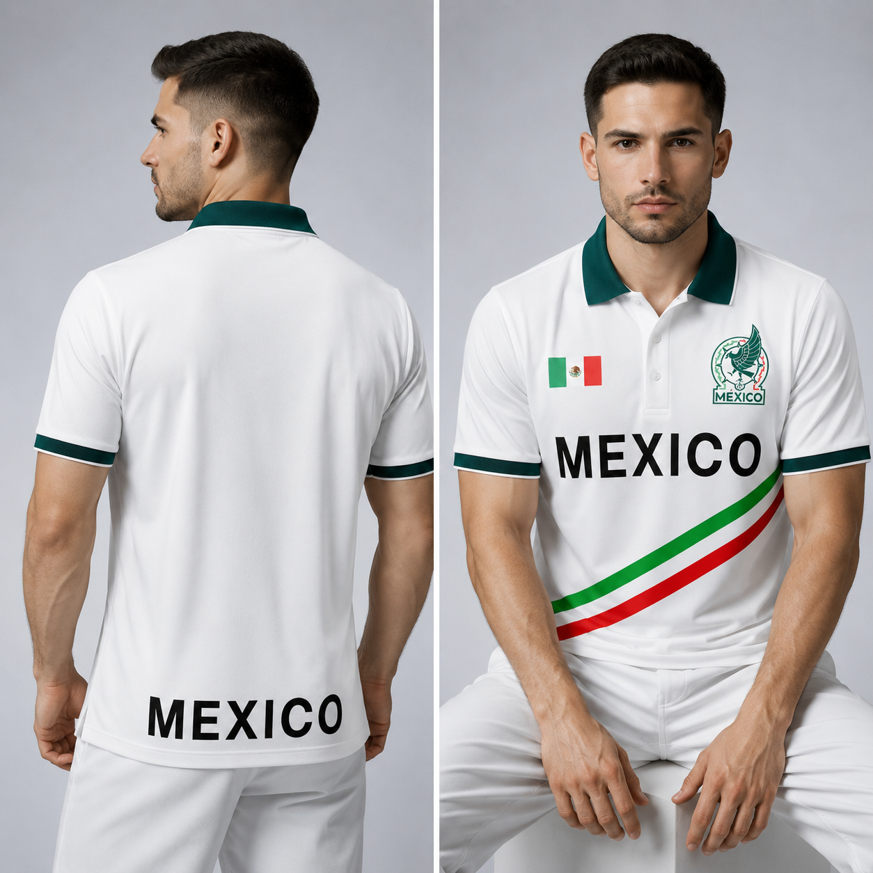 Mexico Polo Shirt – Short Sleeve Polo with Flag &amp; Eagle Detail
