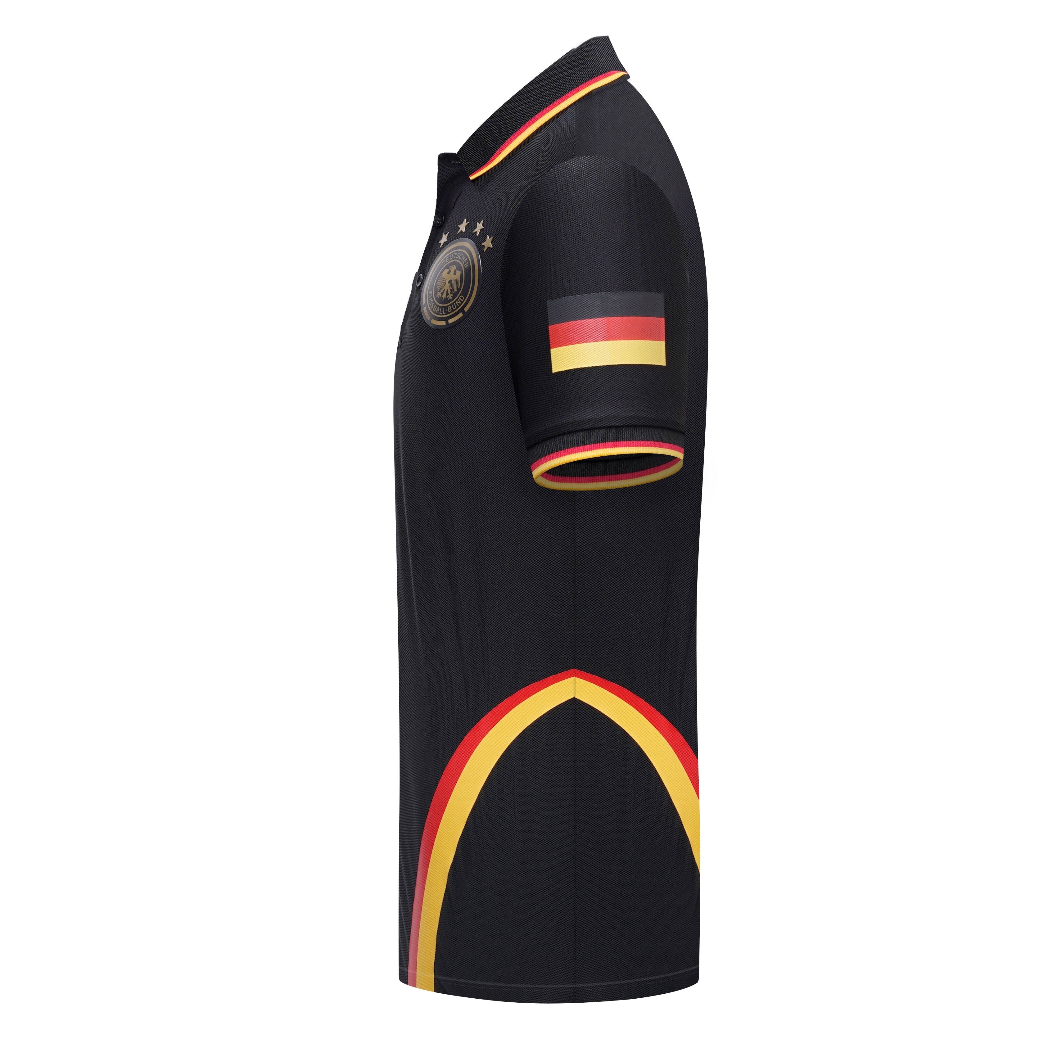 Men’s Germany Polo Shirt – Black Short Sleeve Polo with Flag Detail