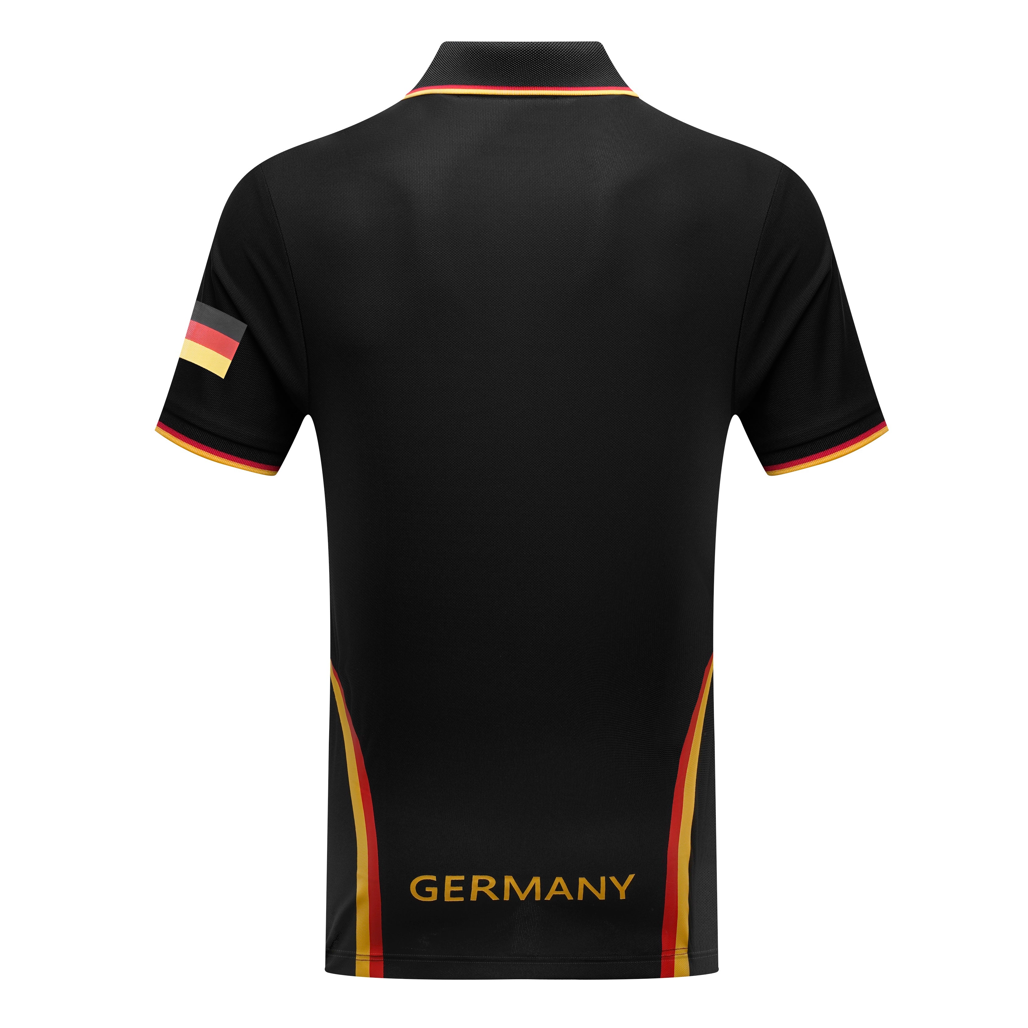 Men’s Germany Polo Shirt – Black Short Sleeve Polo with Flag Detail
