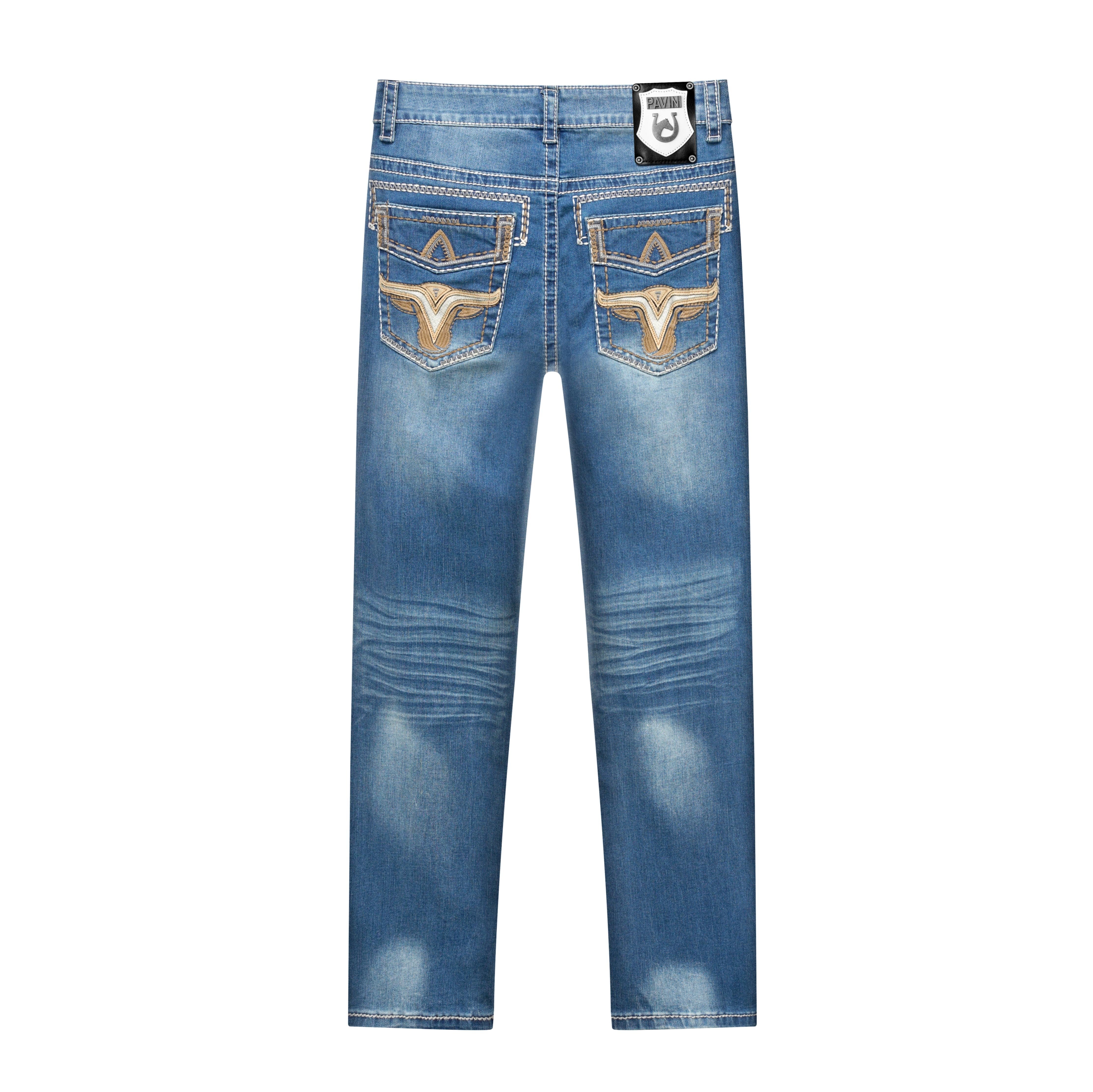 Men’s Texas Stitch Mid Blue Jeans