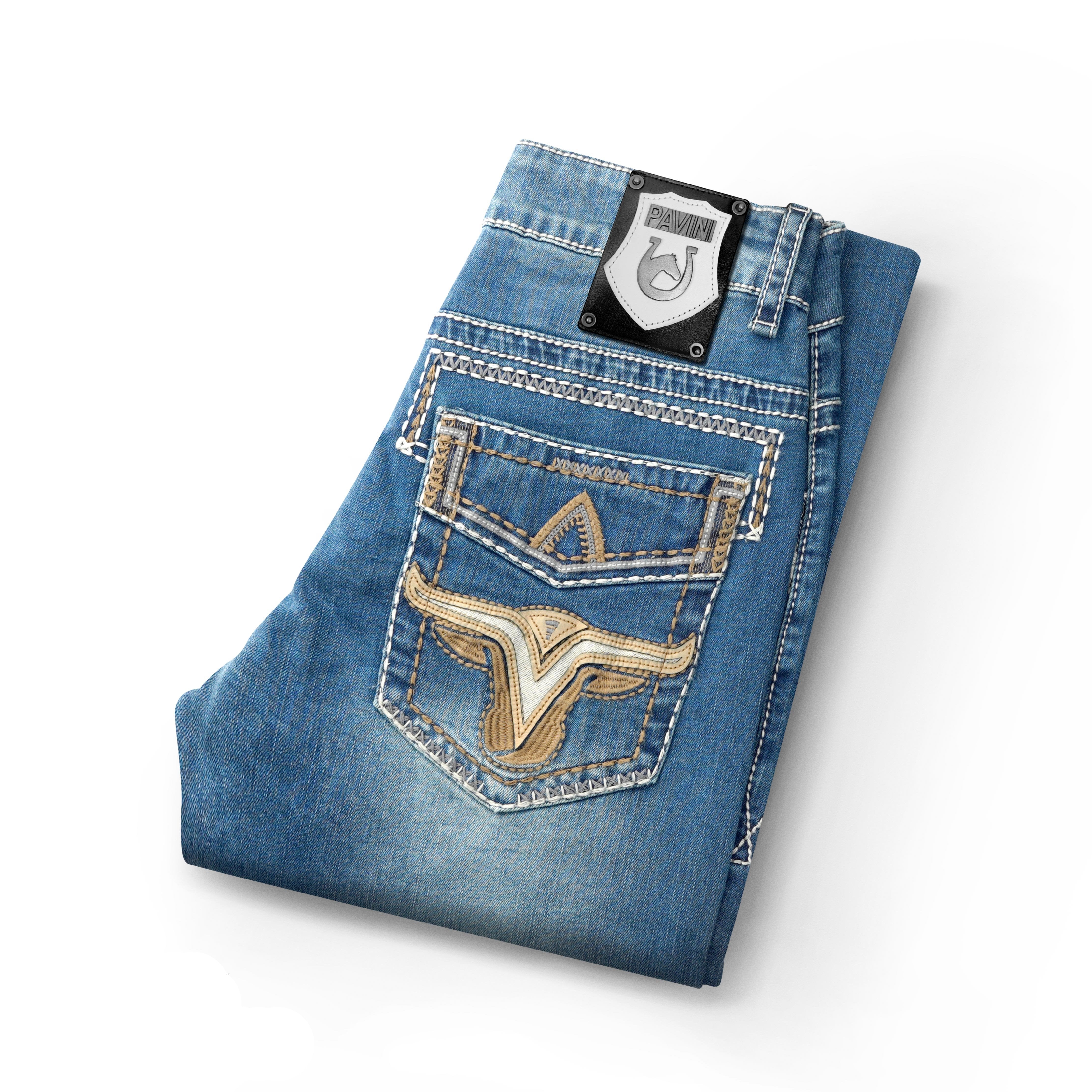 Men’s Texas Stitch Mid Blue Jeans