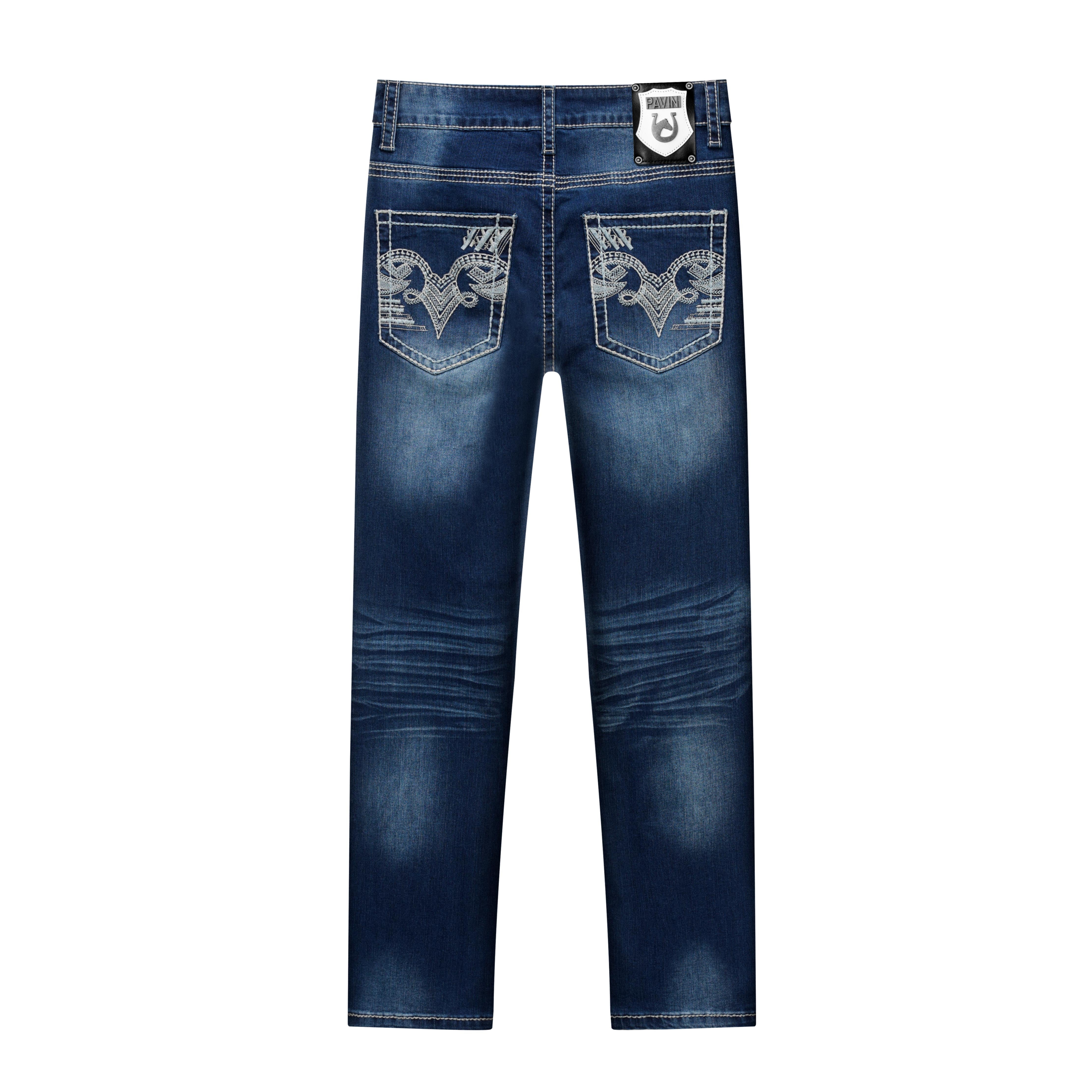 Men’s Real Stitch Dark Blue Jeans