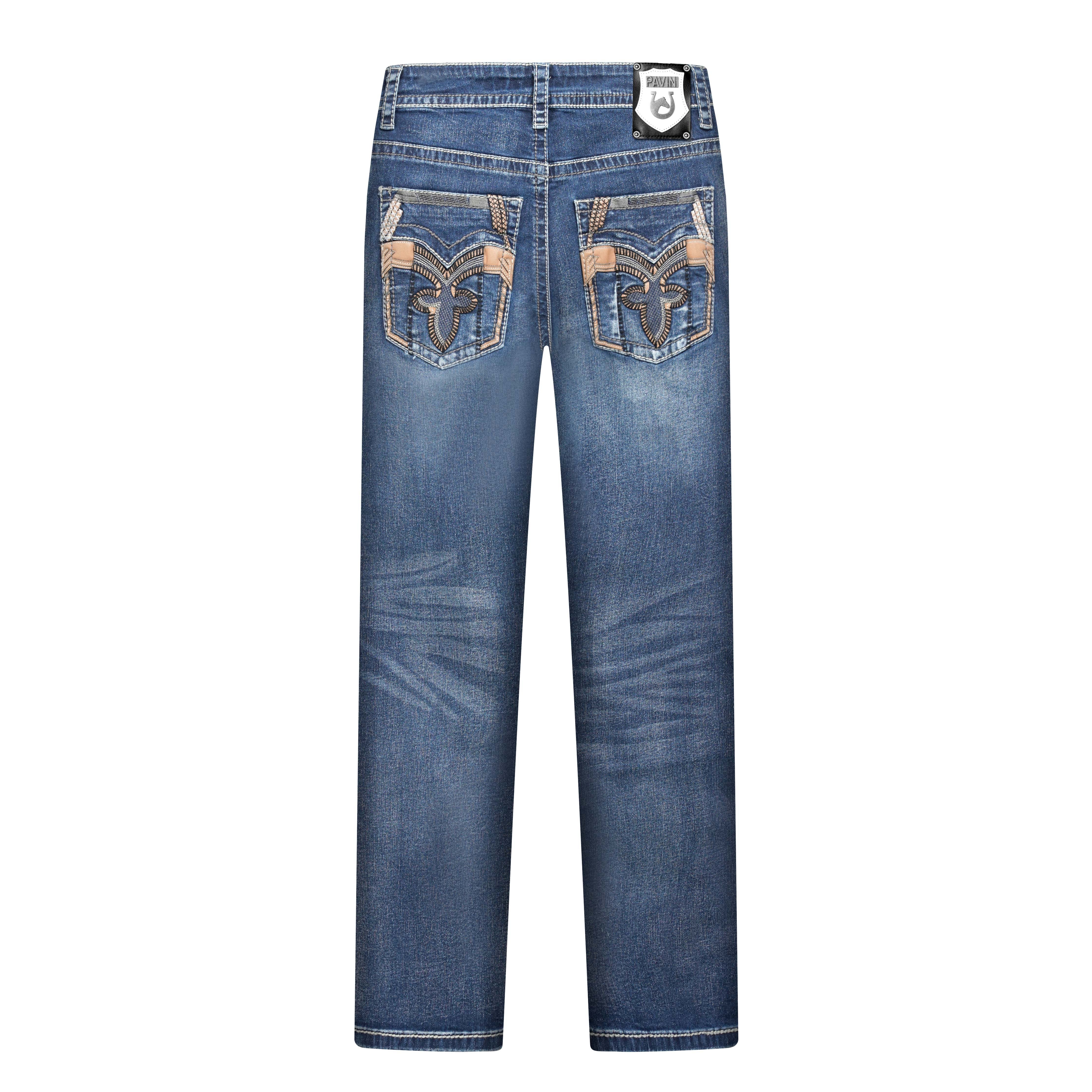 Men’s Heavy Stitch Mid Blue Jeans