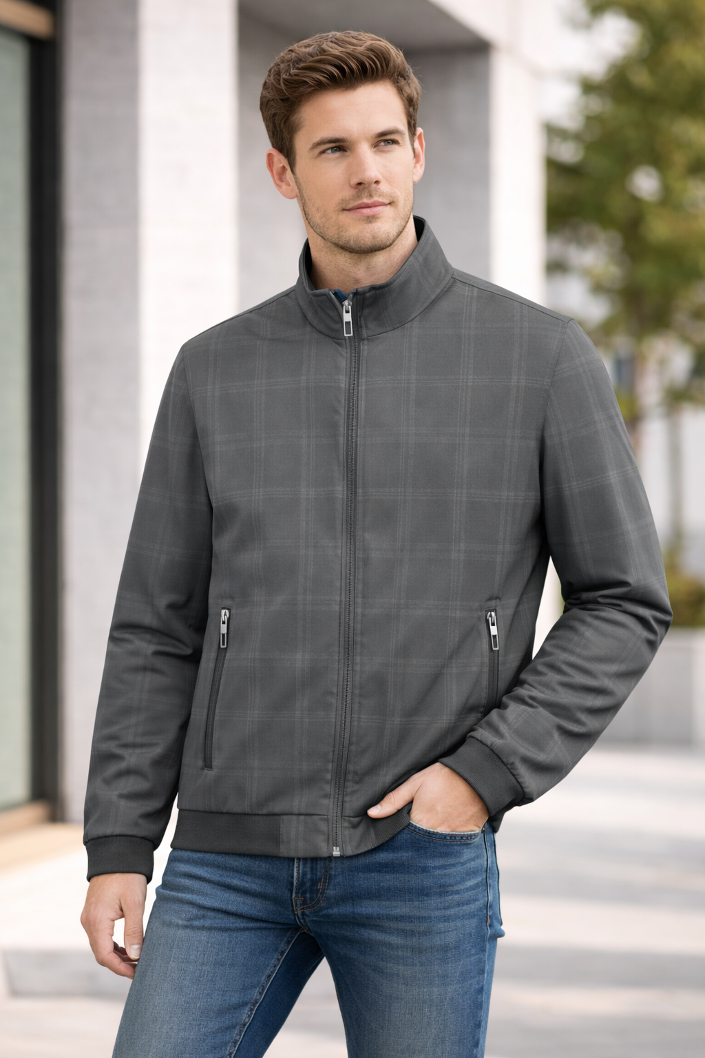Men’s Plaid Zip-Up Jacket