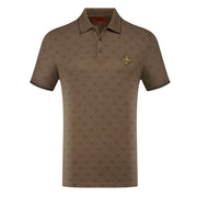 Polo Shirt with All-Over Geometric Pattern & Crest Detail