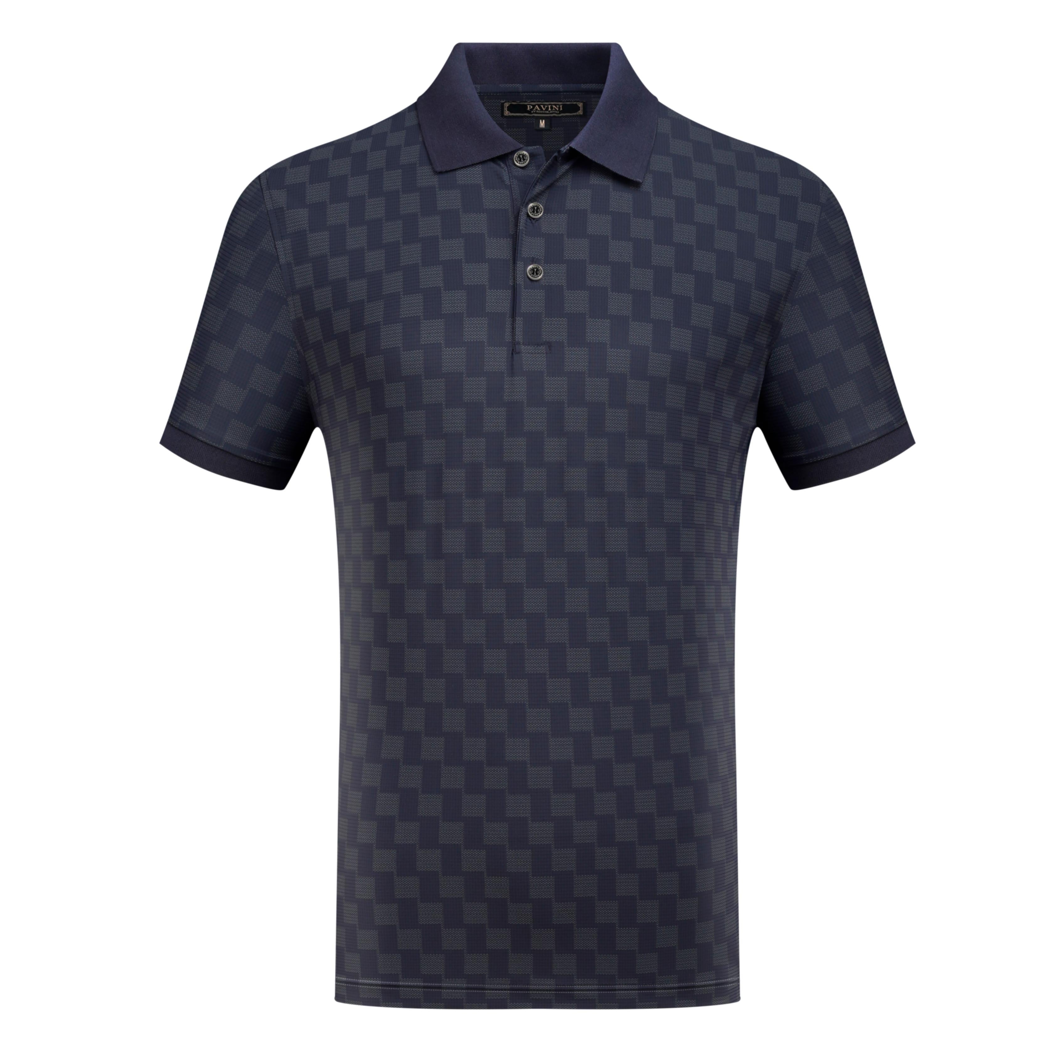 Men’s Textured Check Pattern Polo Shirt