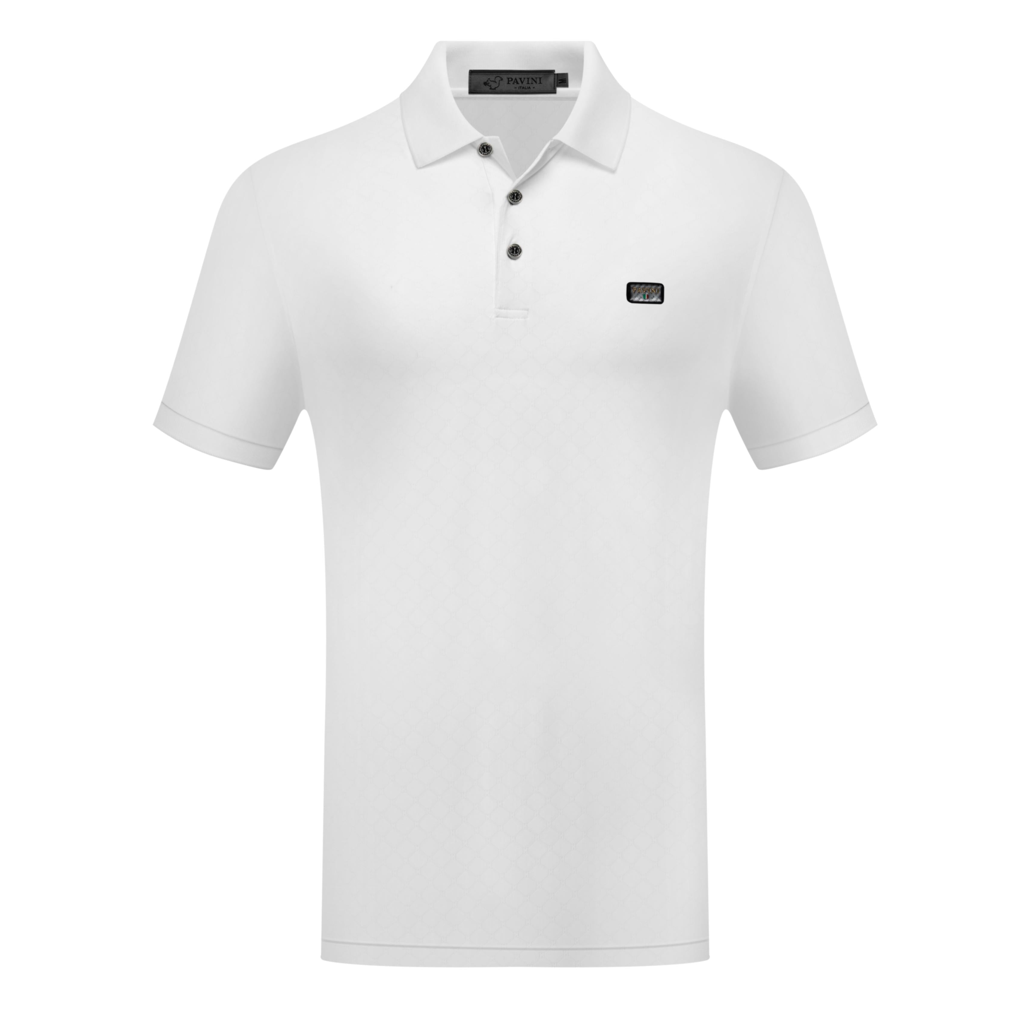 Polo Shirt with Tonal Diamond Texture & Chest Logo