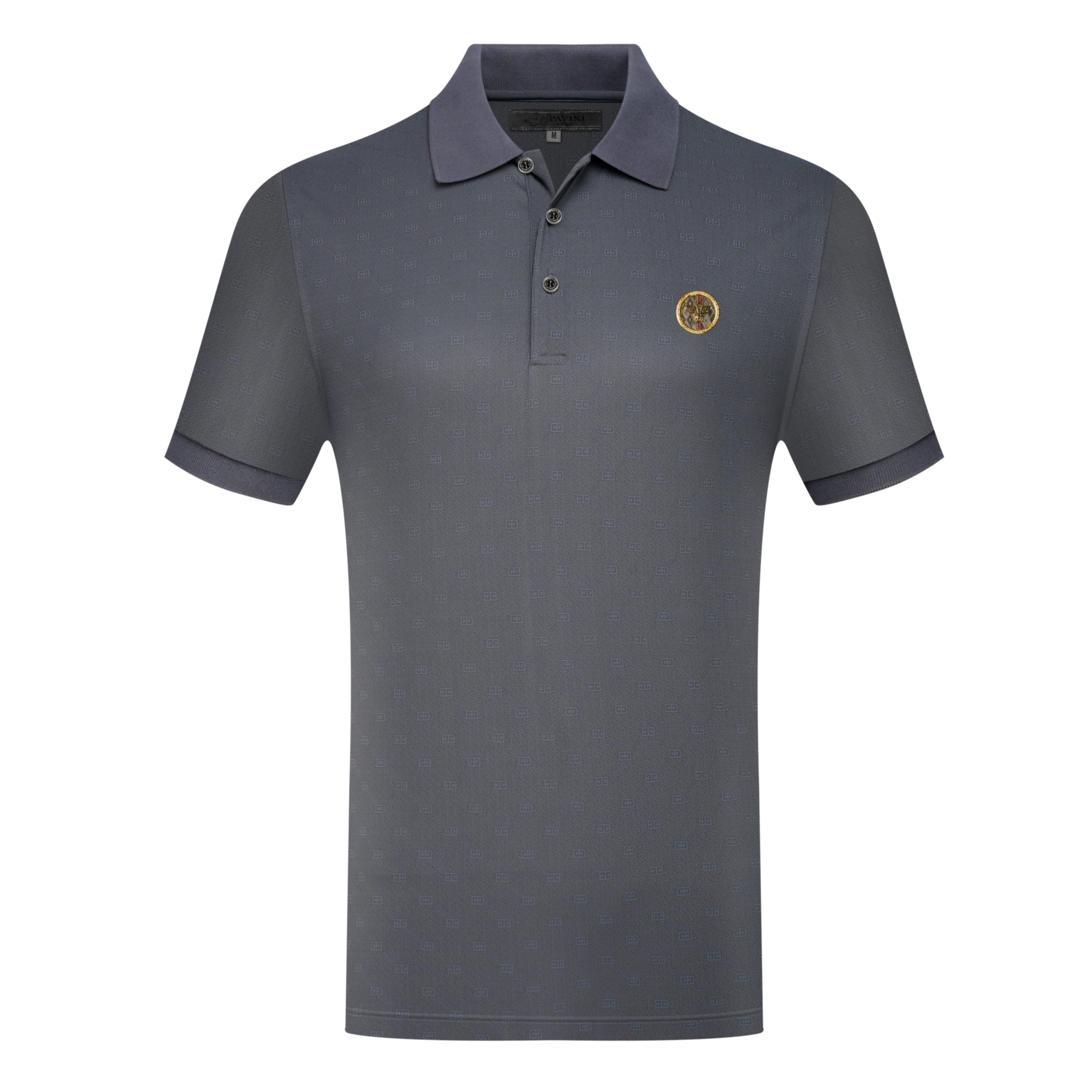 Tonal Print Crest Polo Shirt