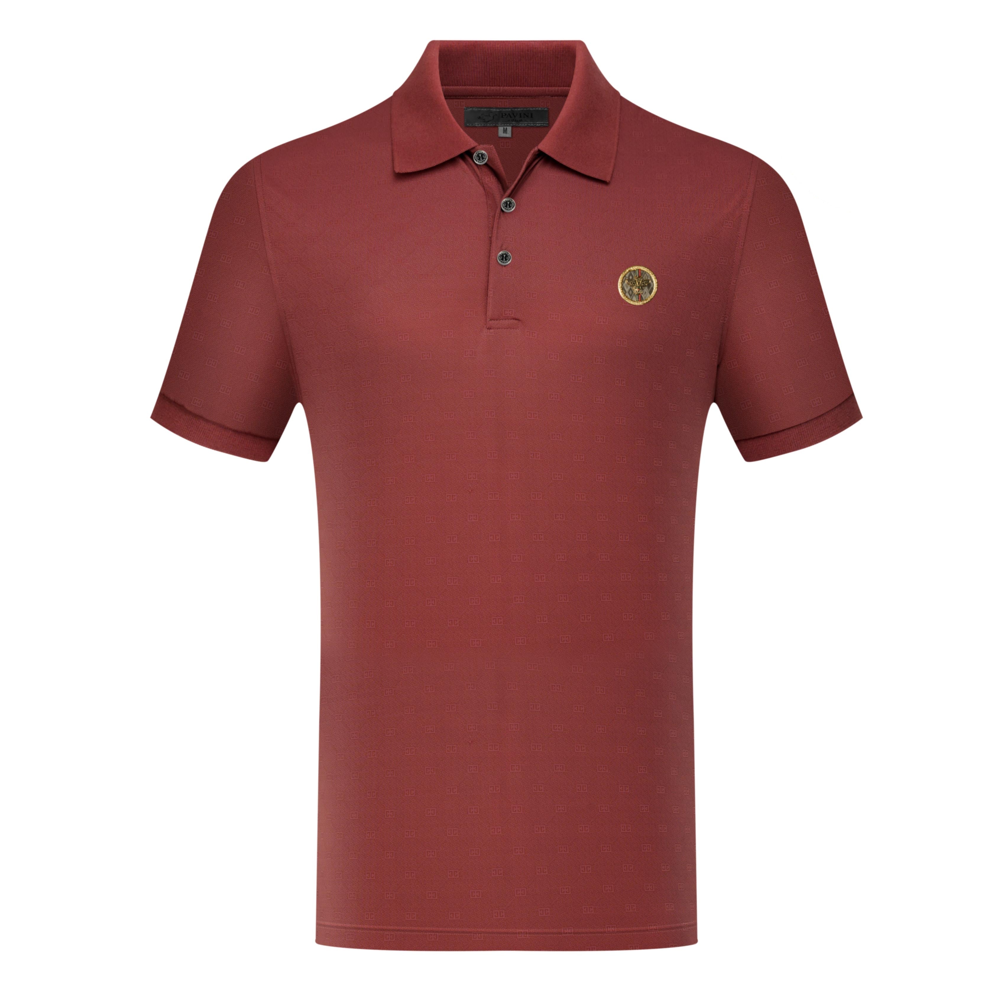 Tonal Print Crest Polo Shirt