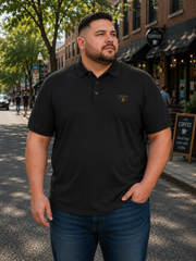 Men’s Big & Tall Black Textured Polo Shirt with Chest Logo