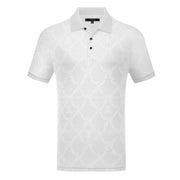 Short Sleeve Polo with All-Over Tonal Pattern
