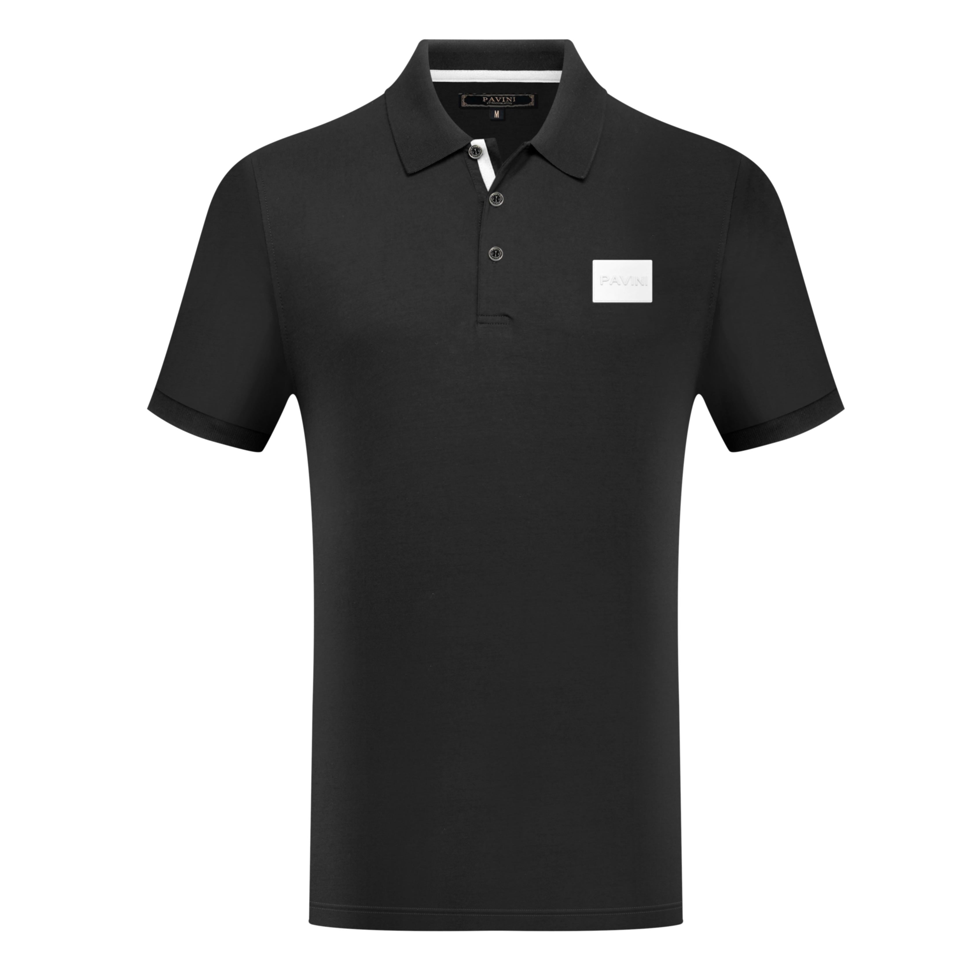 Men’s Polo Shirt with Contrast Accent Placket & Chest Patch