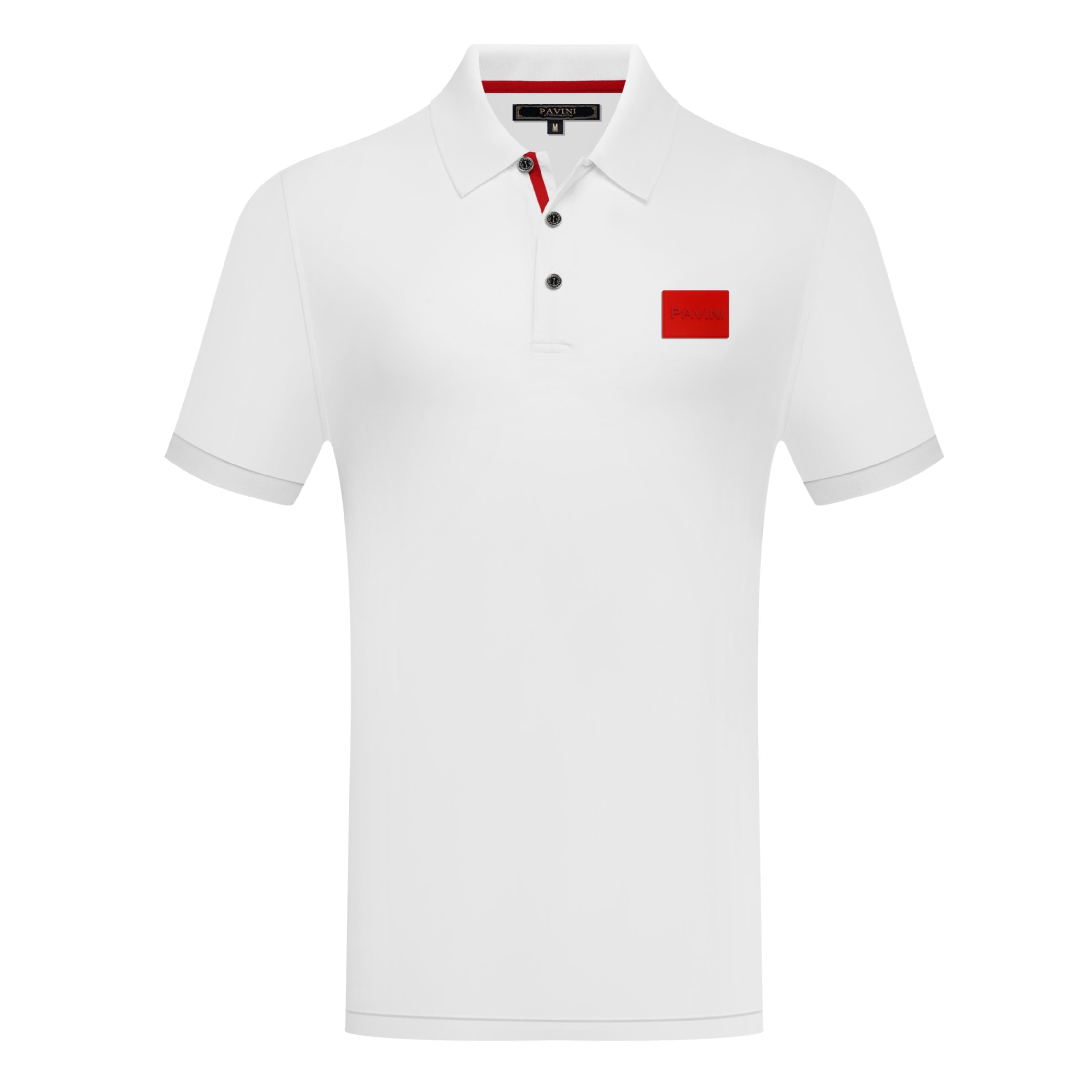 Men’s Polo Shirt with Contrast Accent Placket & Chest Patch