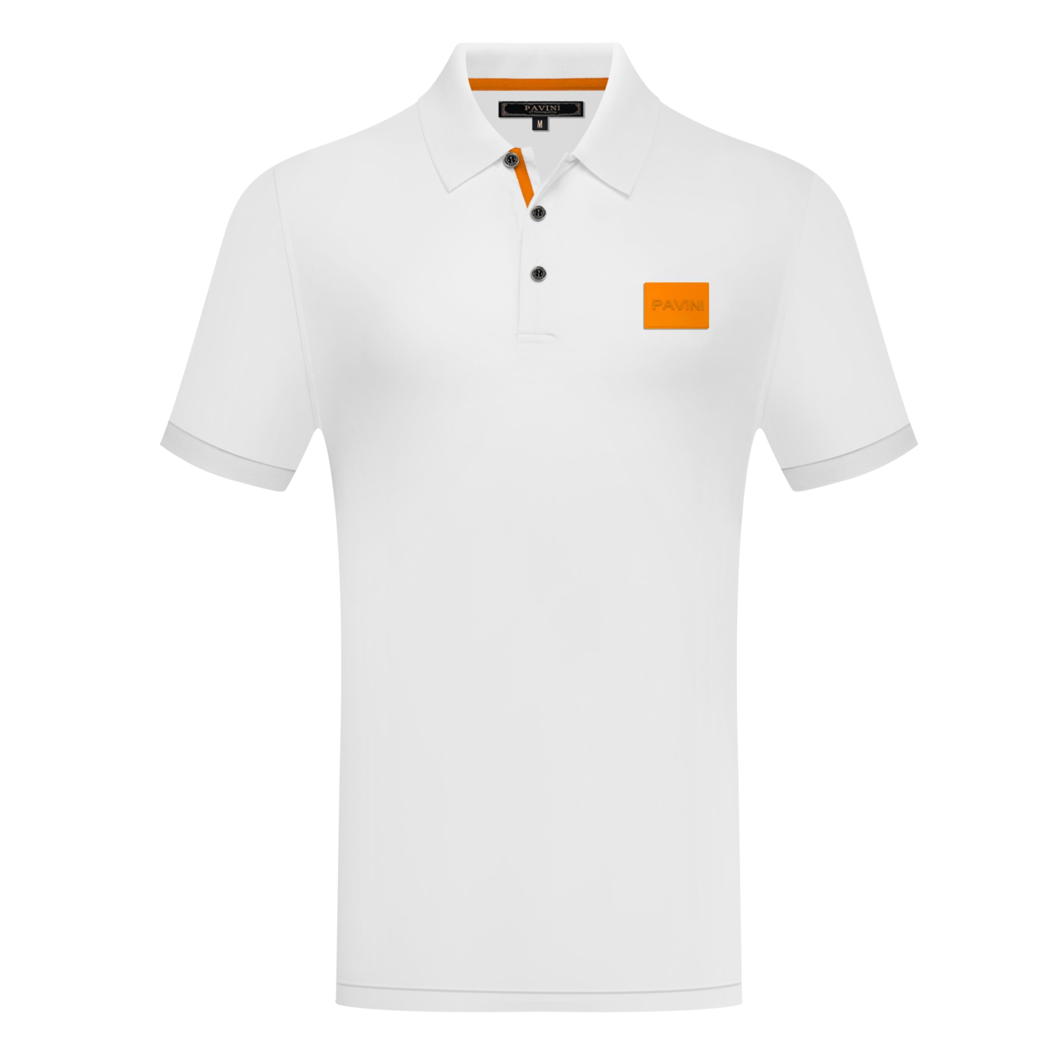 Men’s Polo Shirt with Contrast Accent Placket & Chest Patch