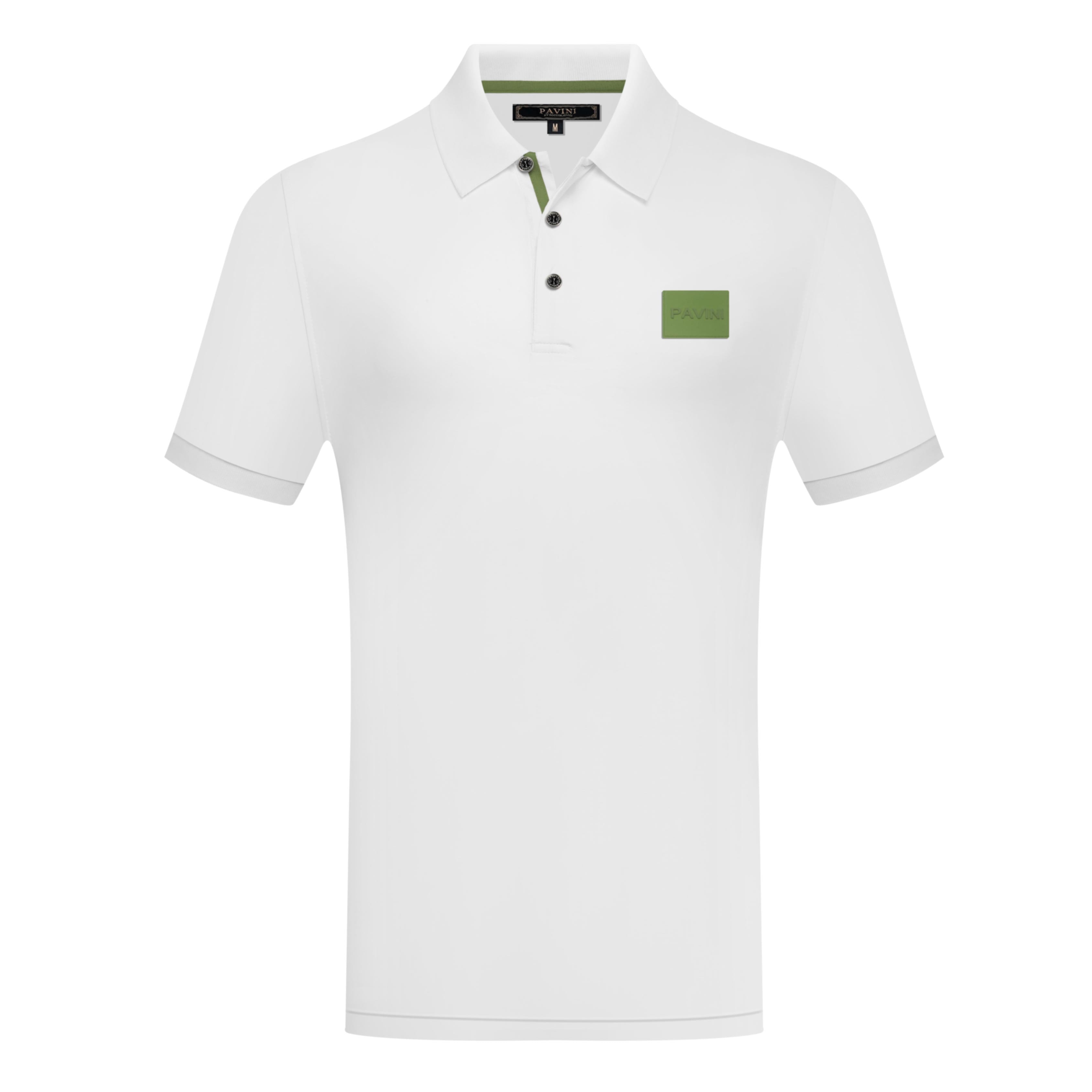 Men’s Polo Shirt with Contrast Accent Placket & Chest Patch