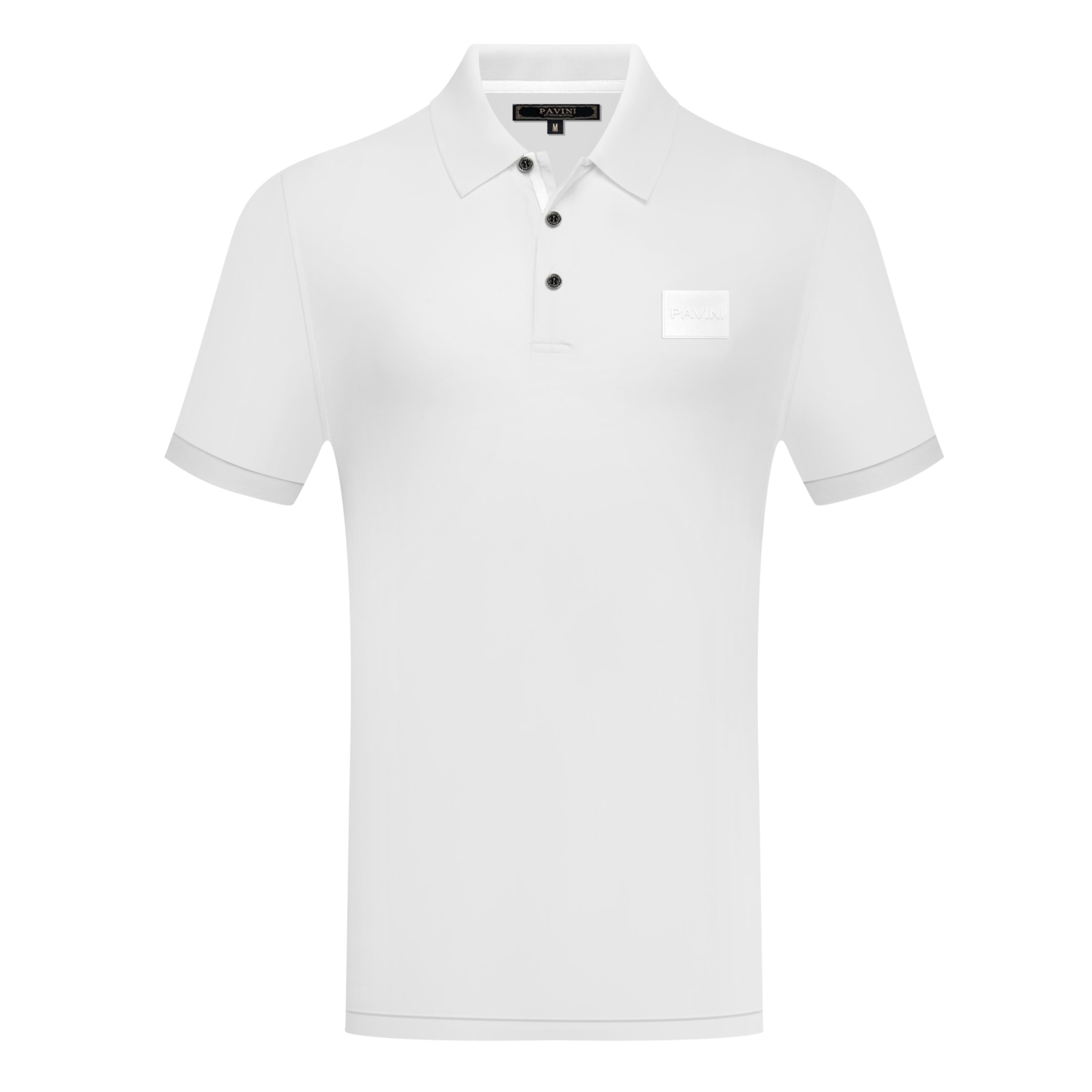 Men’s Polo Shirt with Contrast Accent Placket & Chest Patch