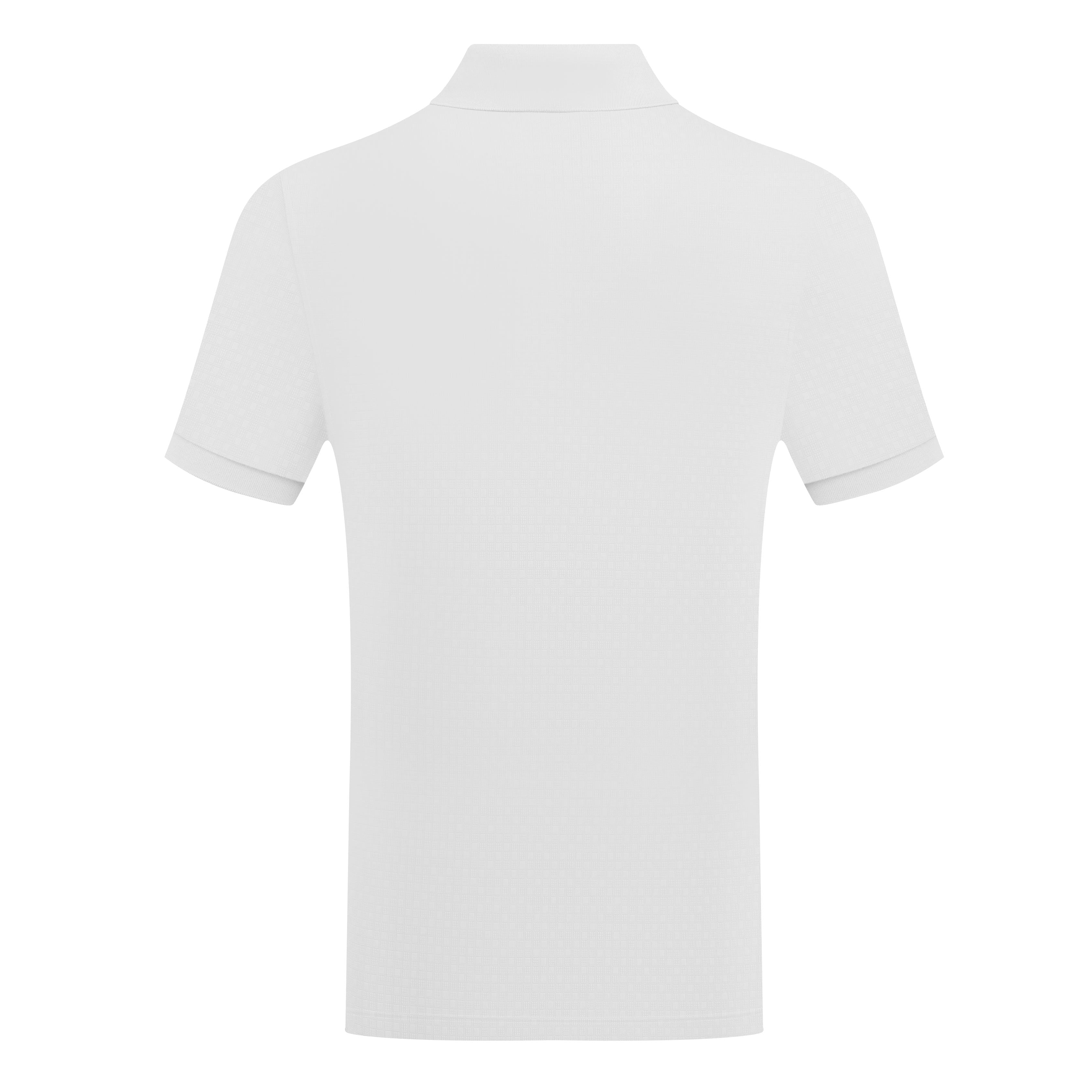 Men’s White Textured Polo Shirt with Chest Emblem
