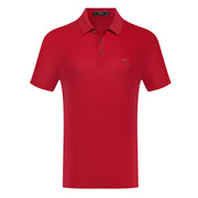 Short Sleeve Textured Polo with Logo Detail