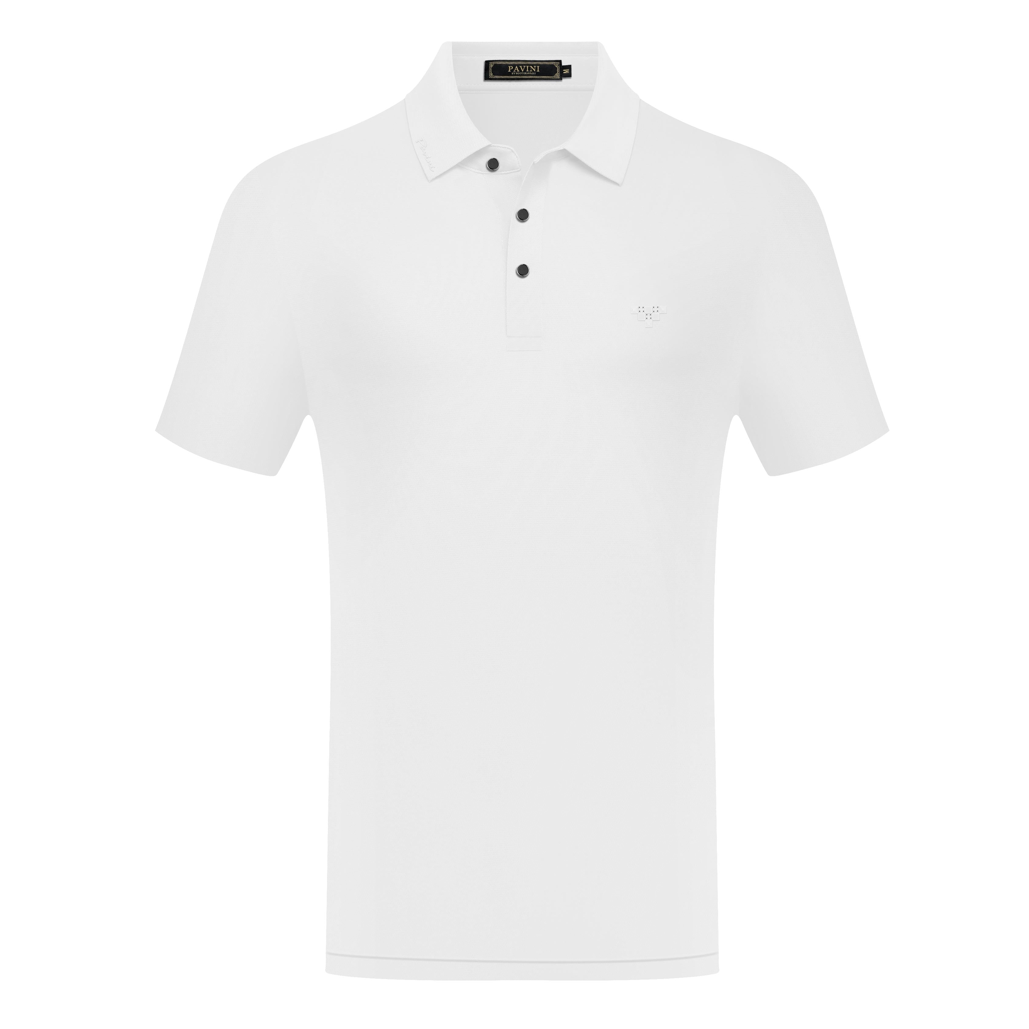 Short Sleeve Textured Polo with Logo Detail