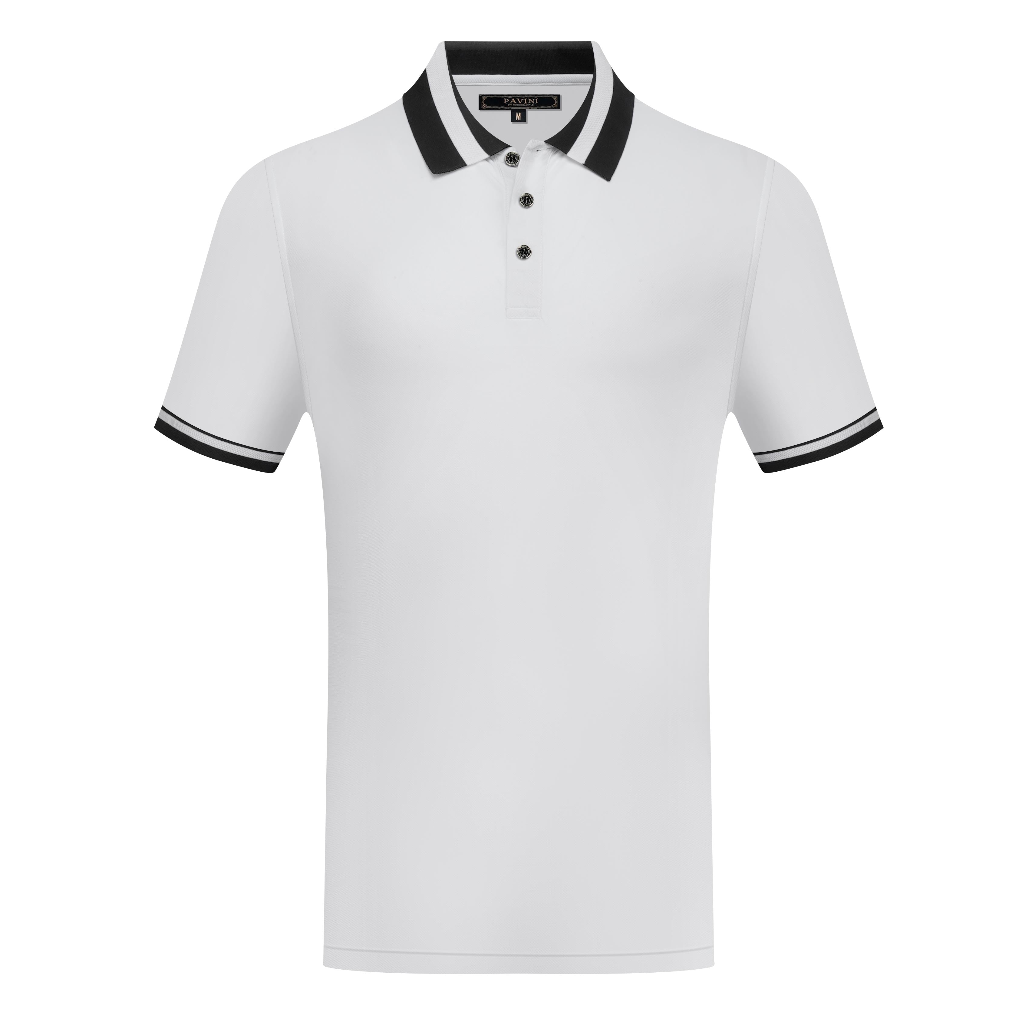 Short Sleeve Polo with Black Contrast Collar & Sleeve Trim