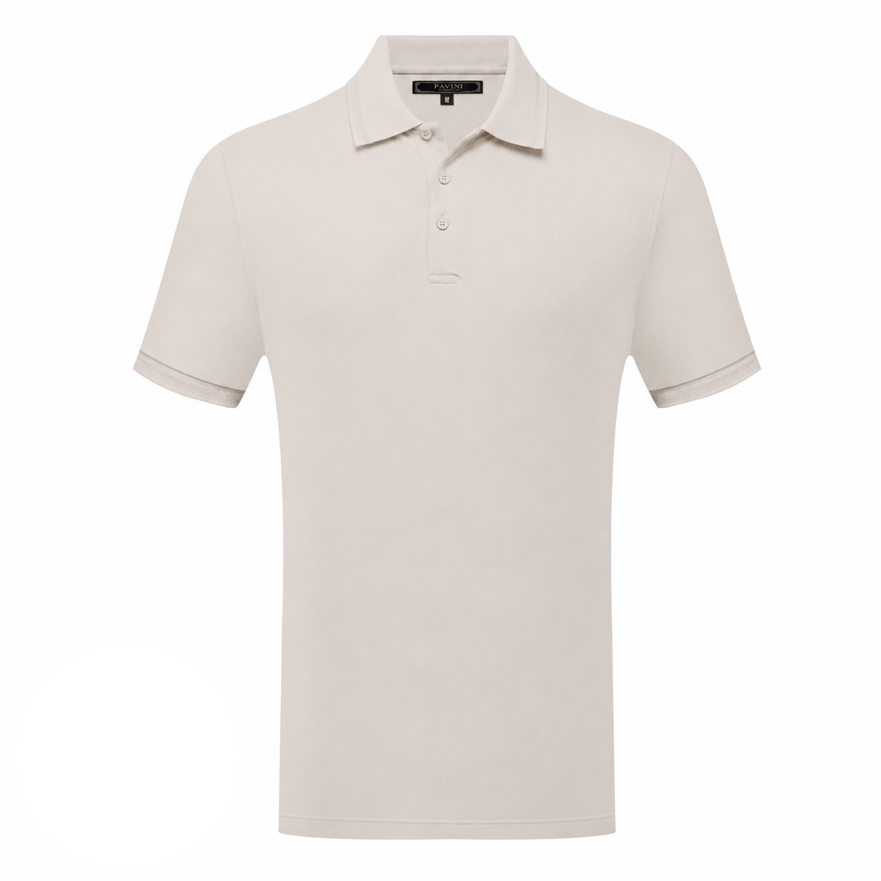 Short Sleeve Textured Polo with Ribbed Sleeve Detail