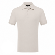 Short Sleeve Textured Polo with Ribbed Sleeve Detail