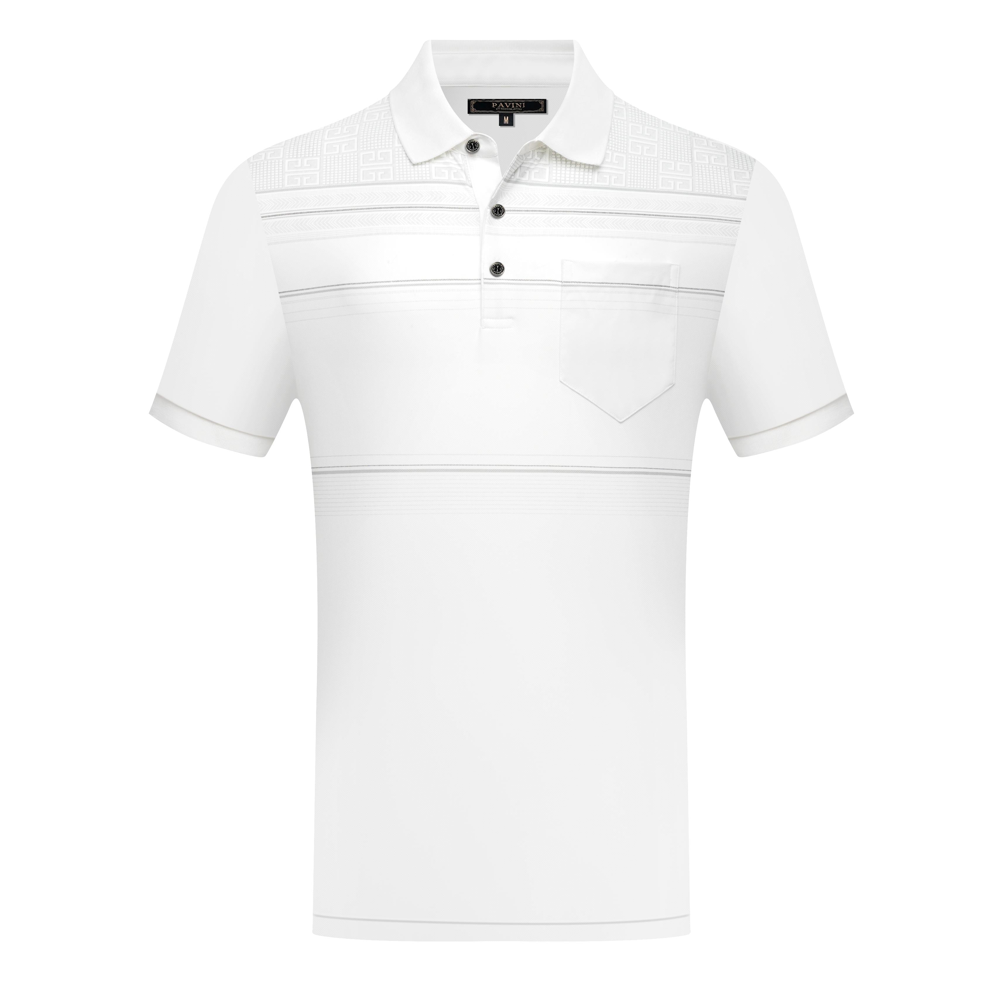 Textured Stripe Pocket Polo Shirt  Colors:
