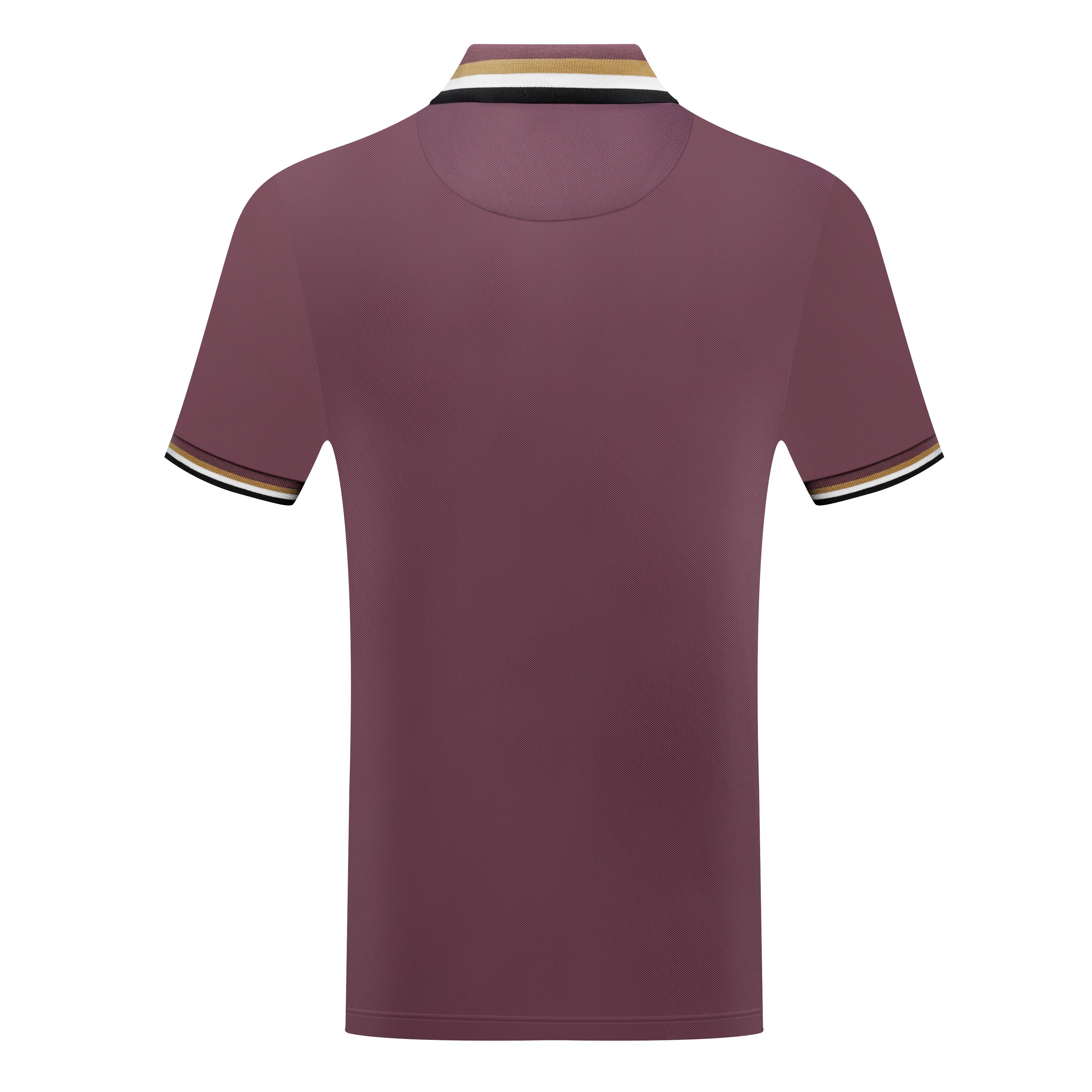 Men’s Polo Shirt with Stripe Collar &amp; Squirrel Emblem