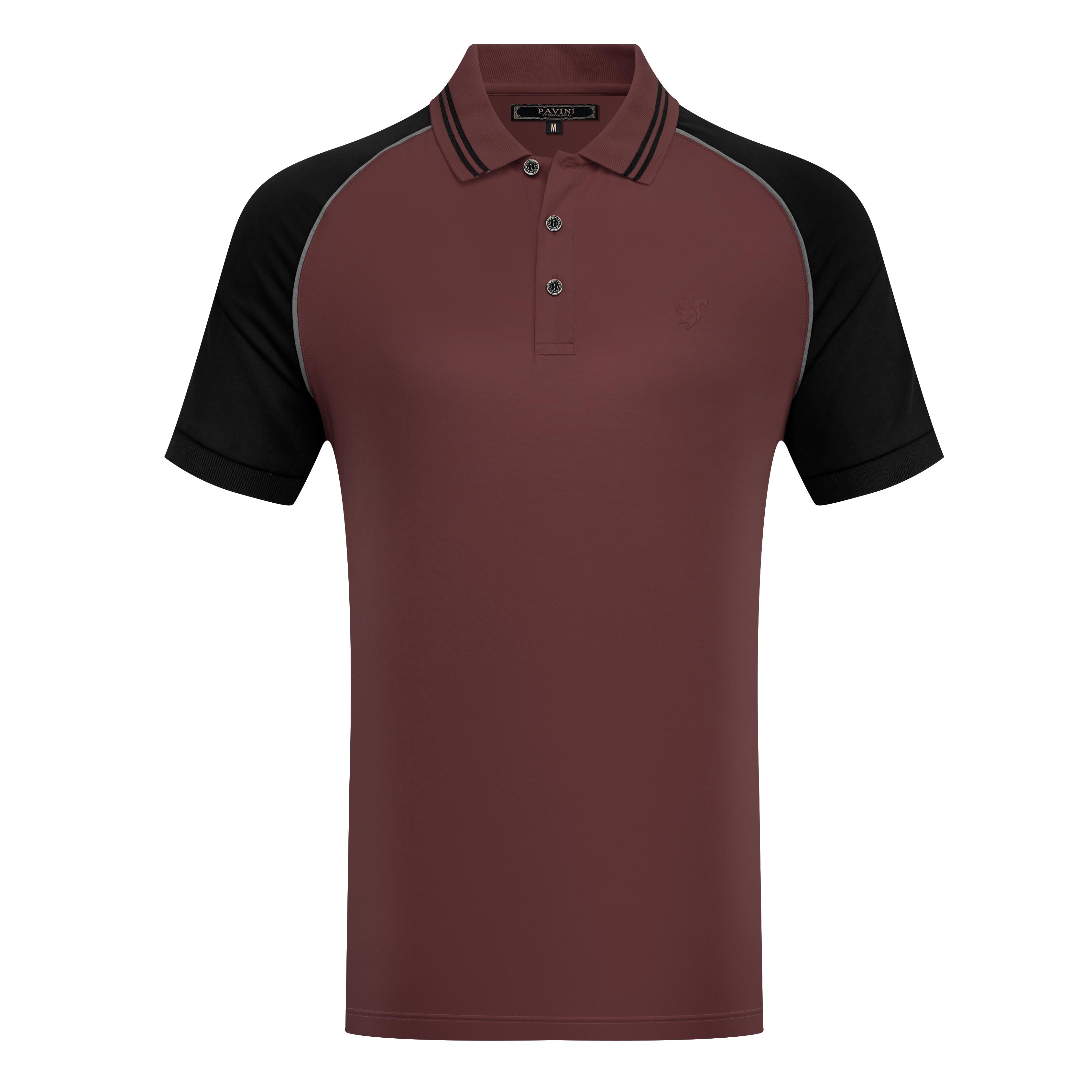 Men’s Polo Shirt with Contrast Sleeves & Squirrel Emblem