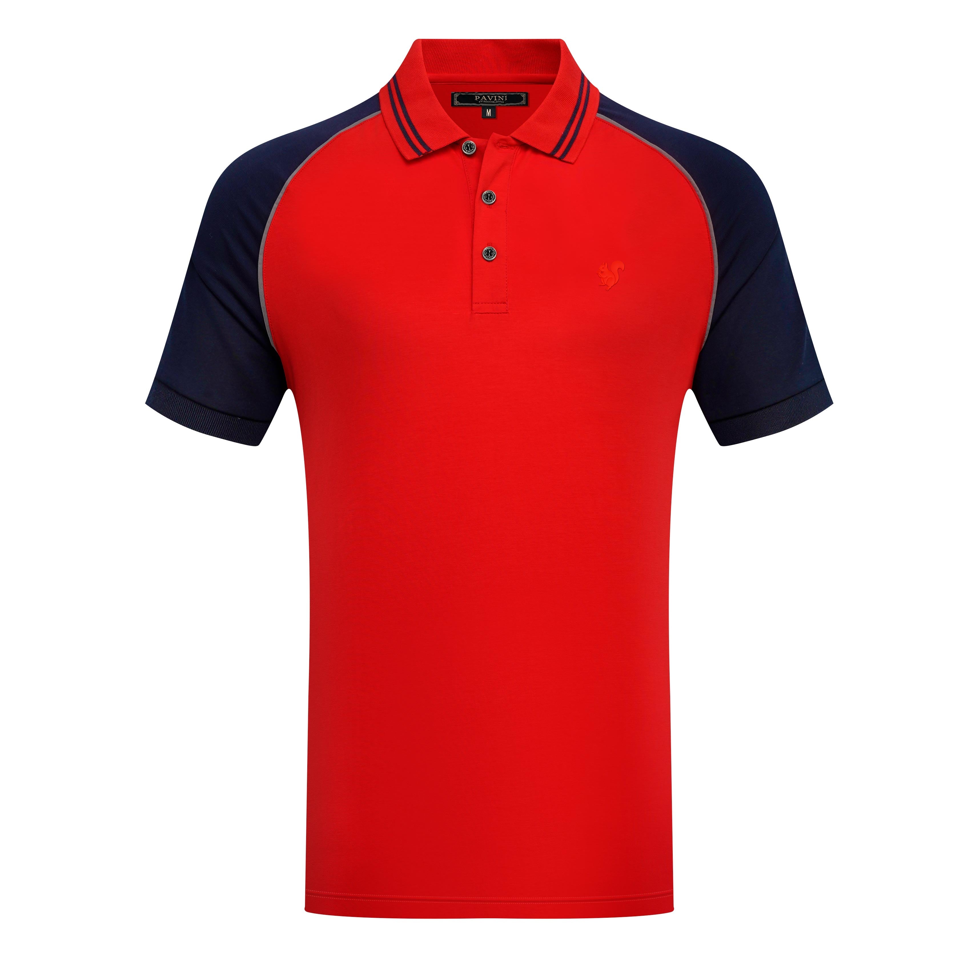 Men’s Polo Shirt with Contrast Sleeves & Squirrel Emblem
