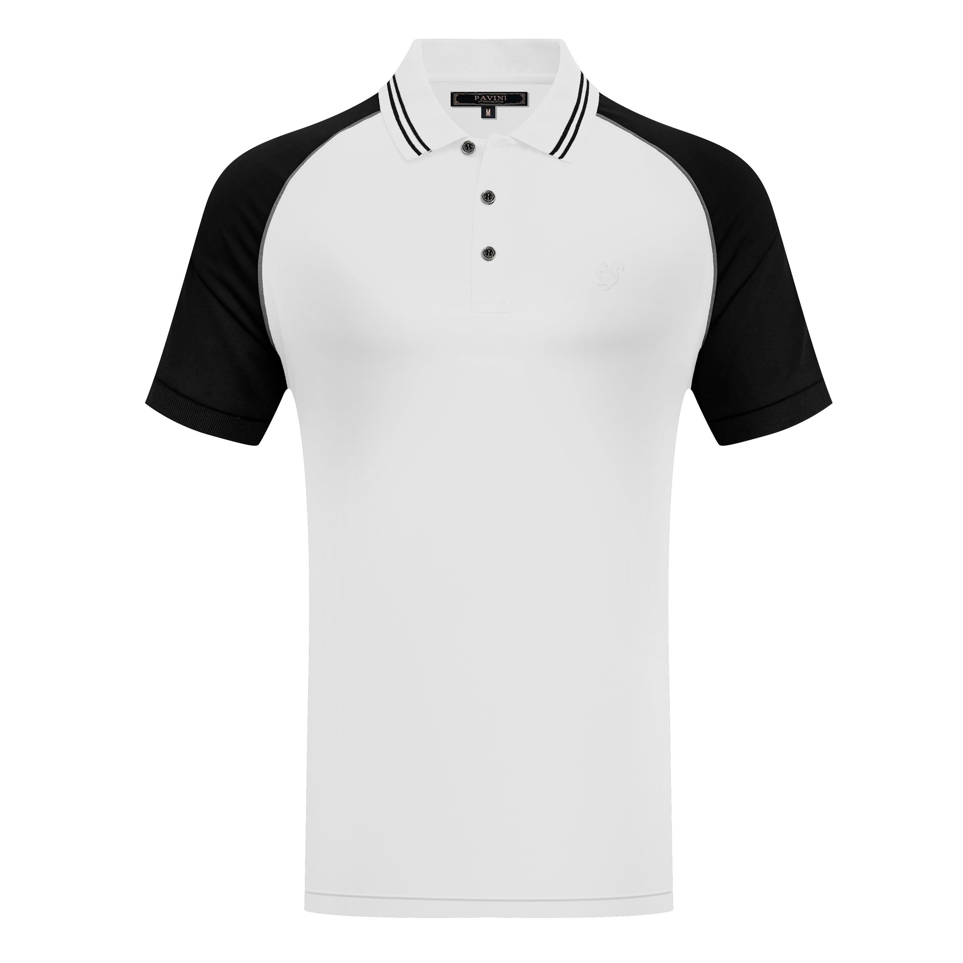 Men’s Polo Shirt with Contrast Sleeves & Squirrel Emblem