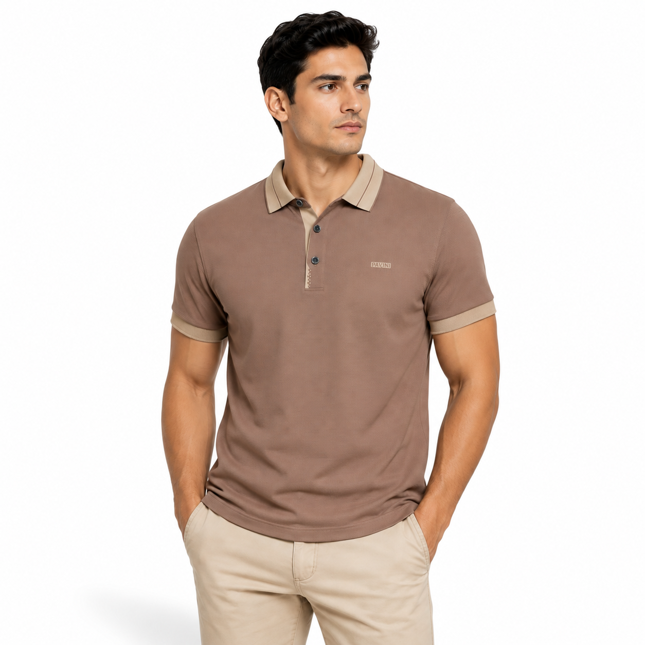 PAVINI Men’s Contrast-Trim Short Sleeve Polo Shirt – P-26-020