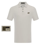 Short Sleeve Textured Polo with Patch Logo Detail