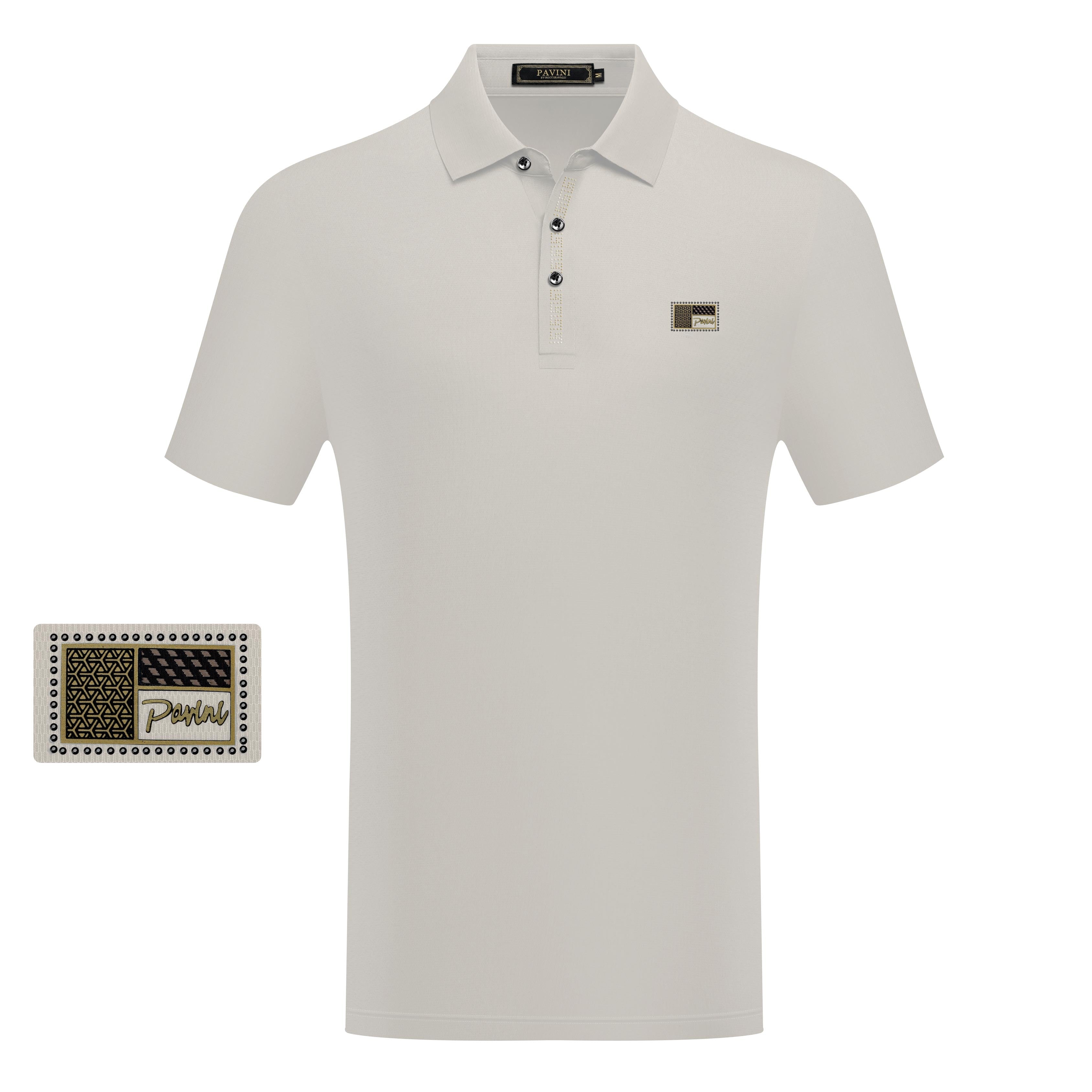Short Sleeve Textured Polo with Patch Logo Detail