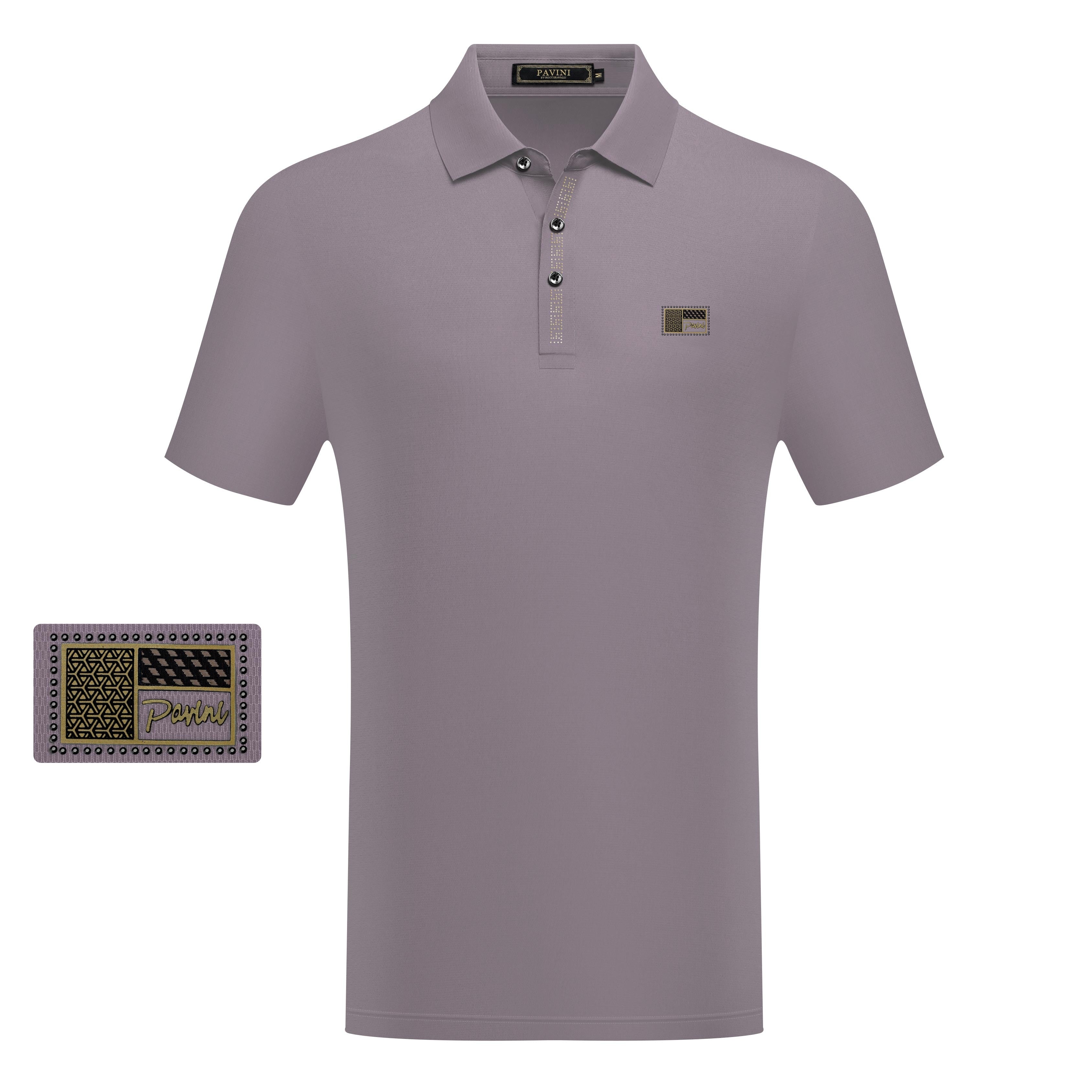 Short Sleeve Textured Polo with Patch Logo Detail