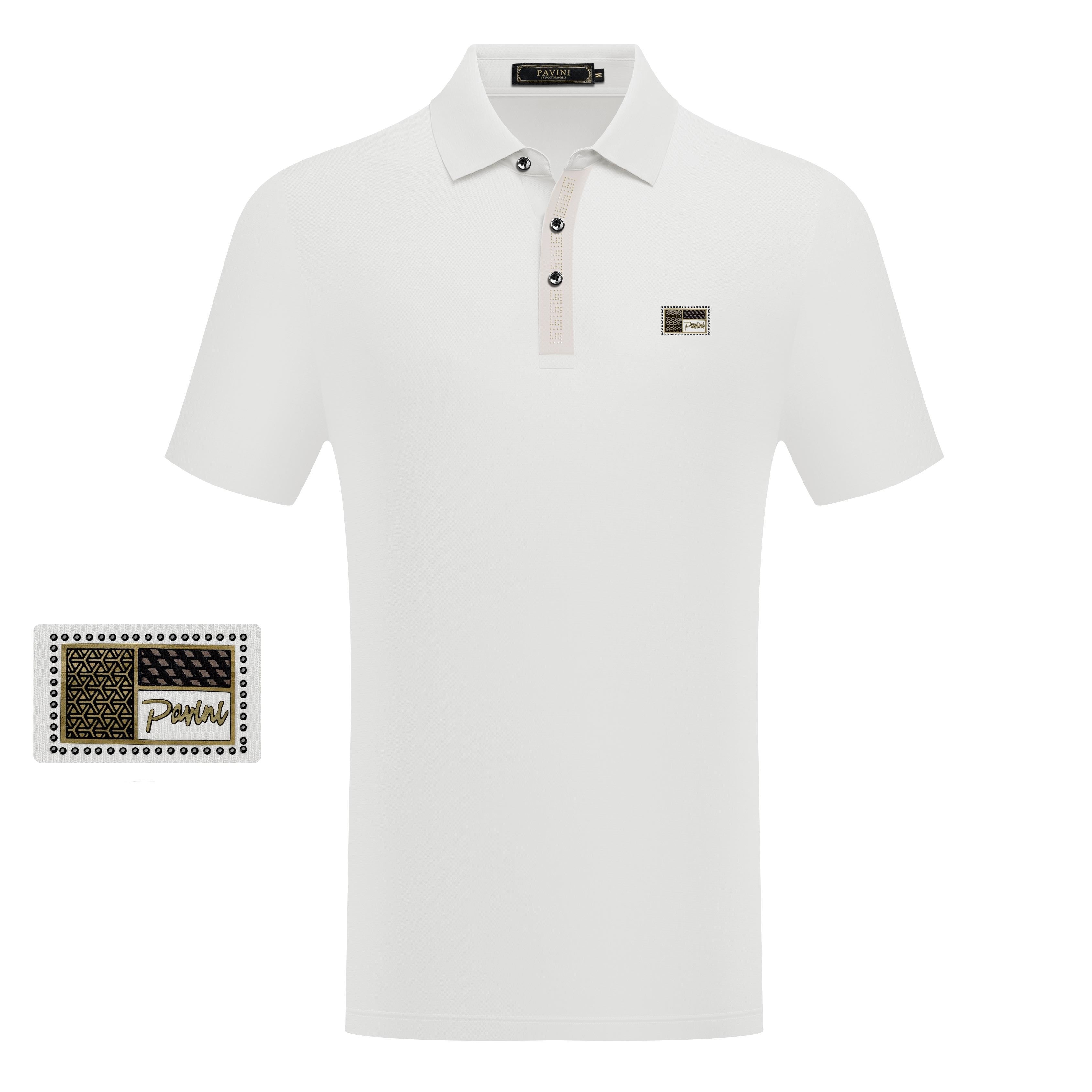Short Sleeve Textured Polo with Patch Logo Detail
