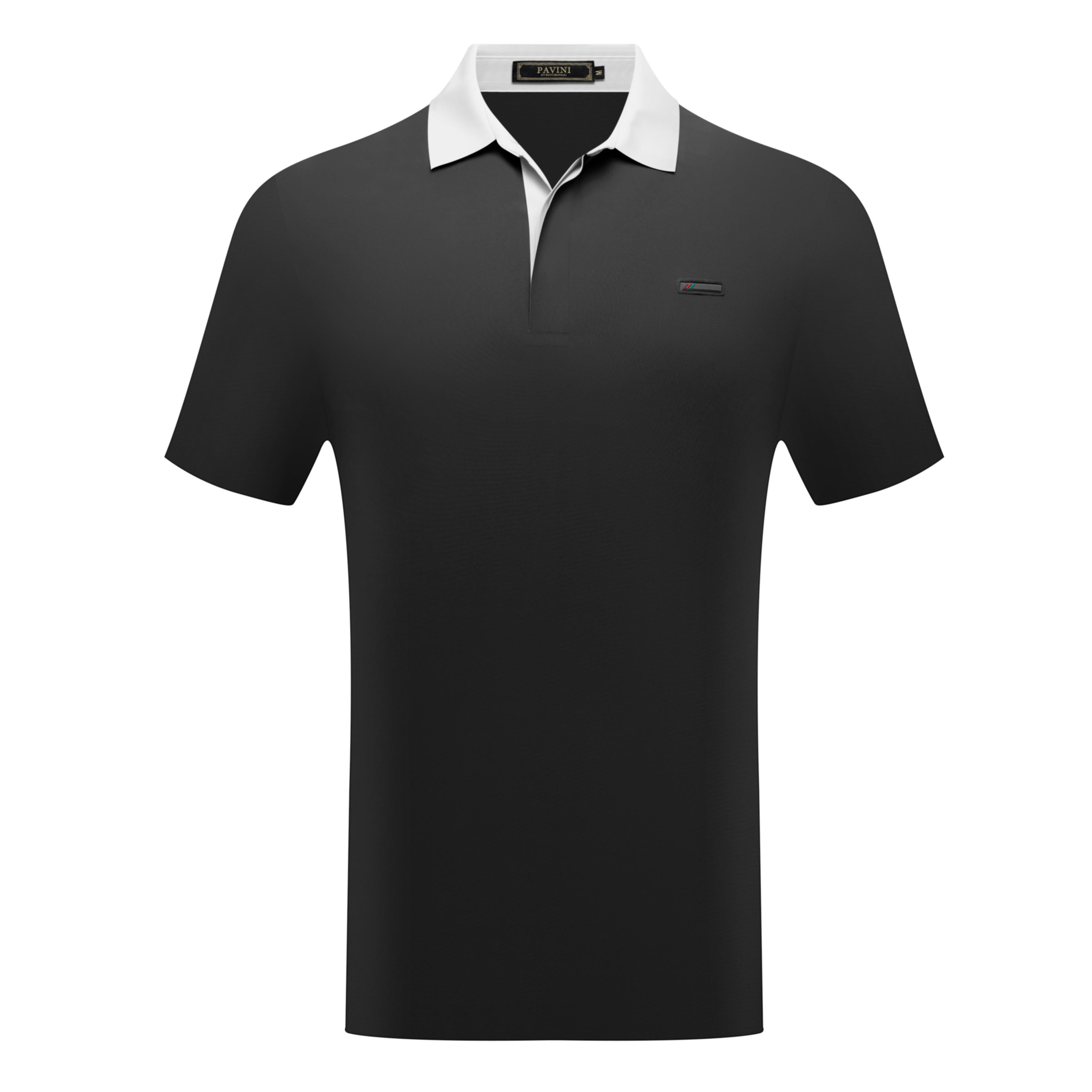 PAVINI Men’s Contrast-Collar Short Sleeve Polo Shirt – P-26-034