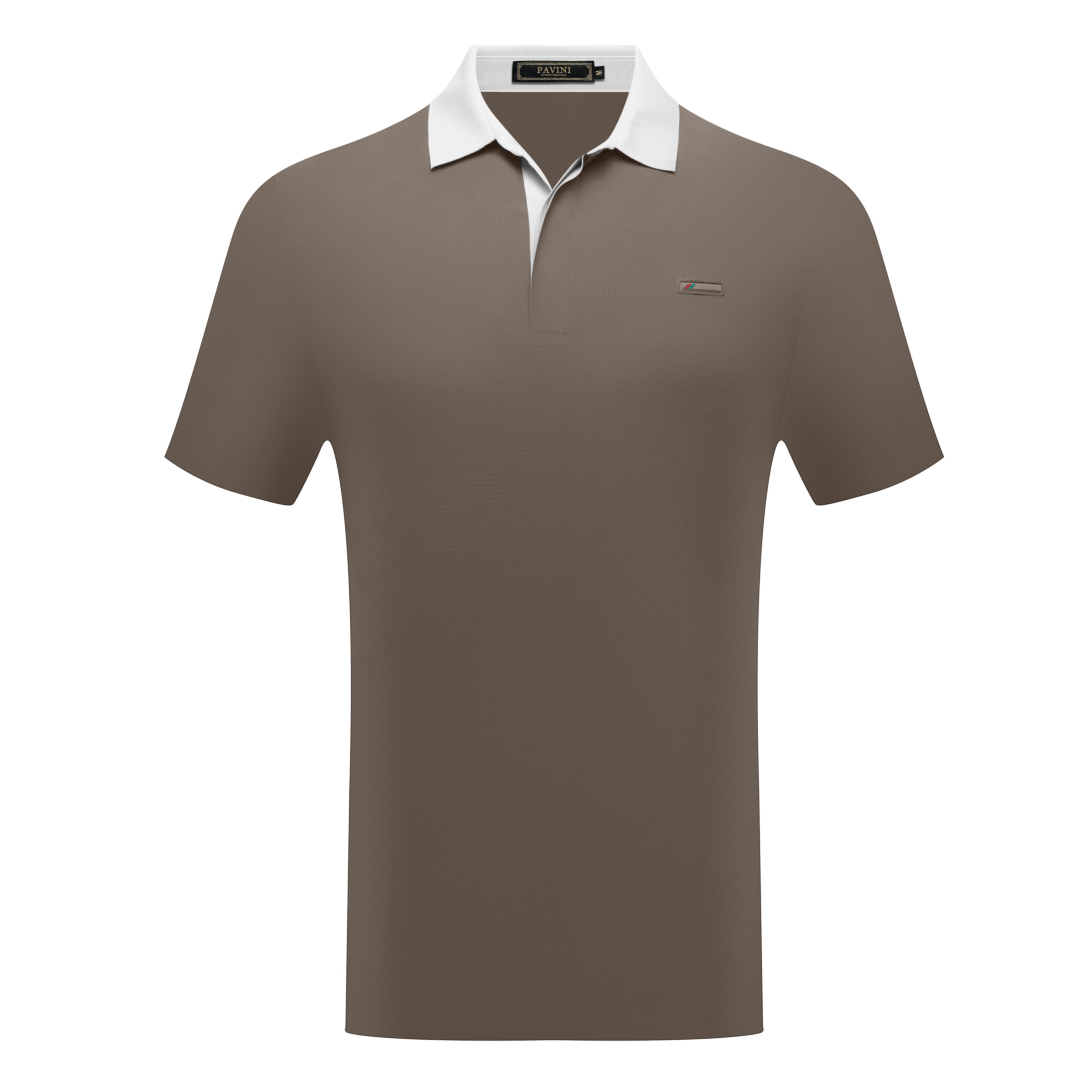 PAVINI Men’s Contrast-Collar Short Sleeve Polo Shirt – P-26-034