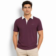 PAVINI Men’s Contrast-Collar Short Sleeve Polo Shirt – P-26-034