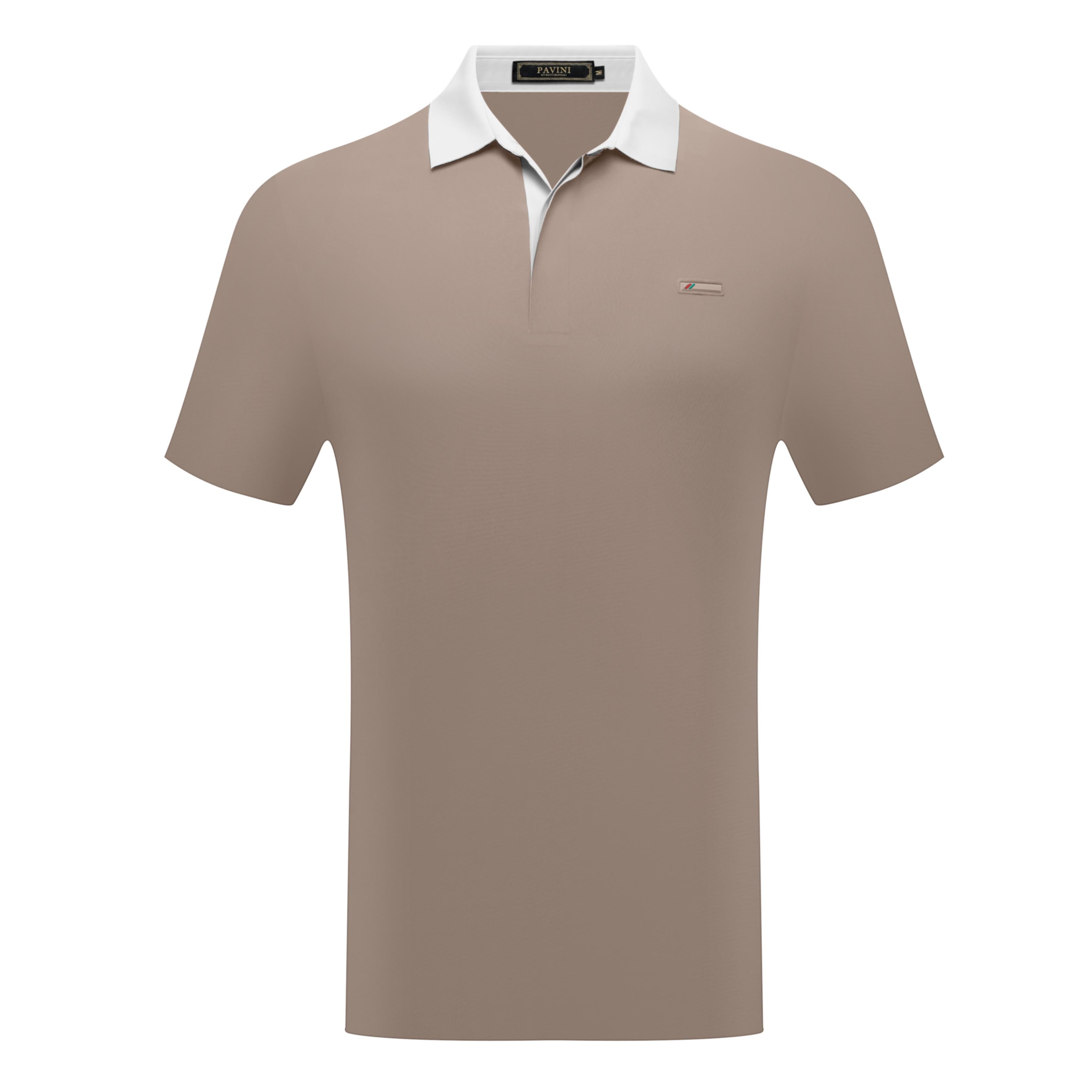 PAVINI Men’s Contrast-Collar Short Sleeve Polo Shirt – P-26-034