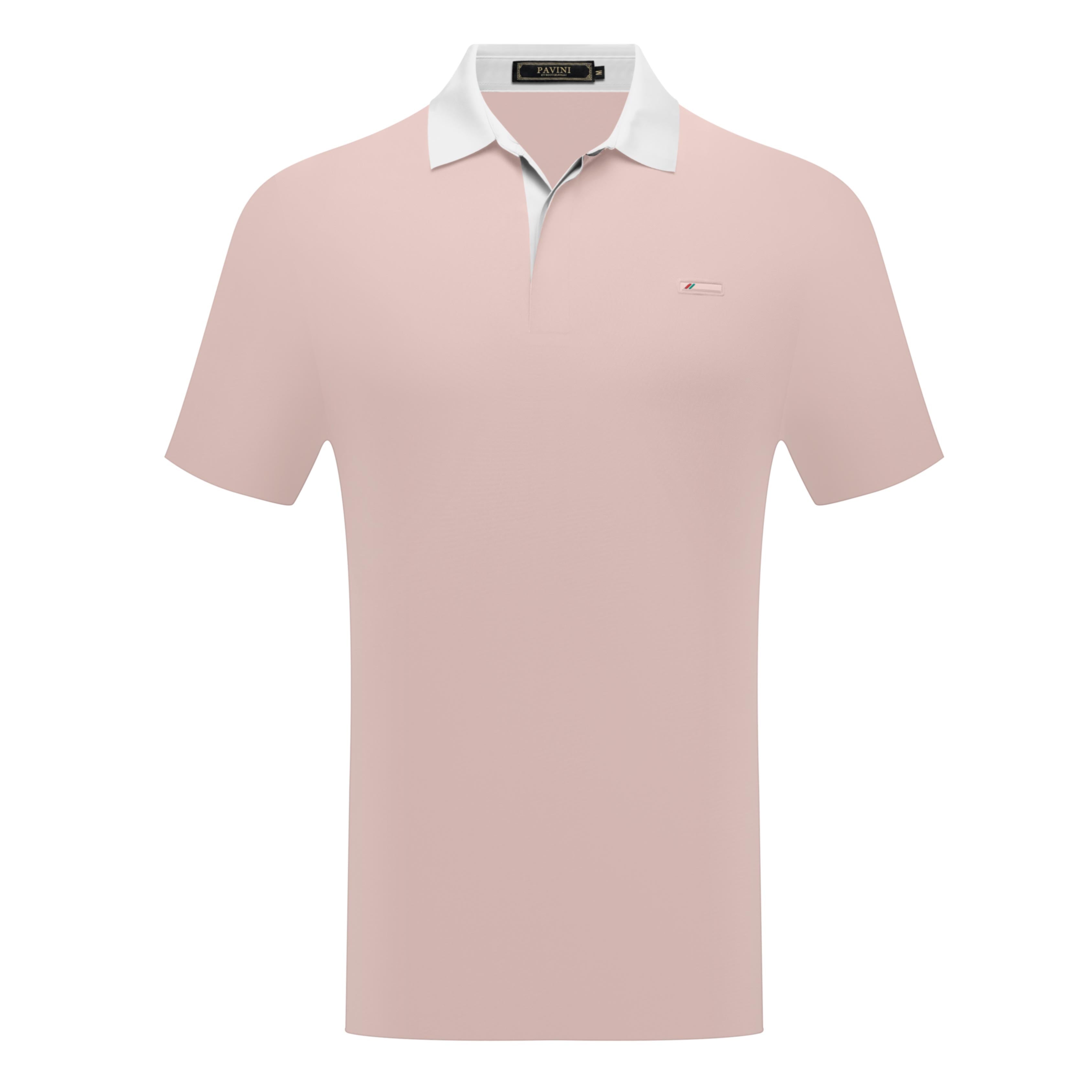 PAVINI Men’s Contrast-Collar Short Sleeve Polo Shirt – P-26-034