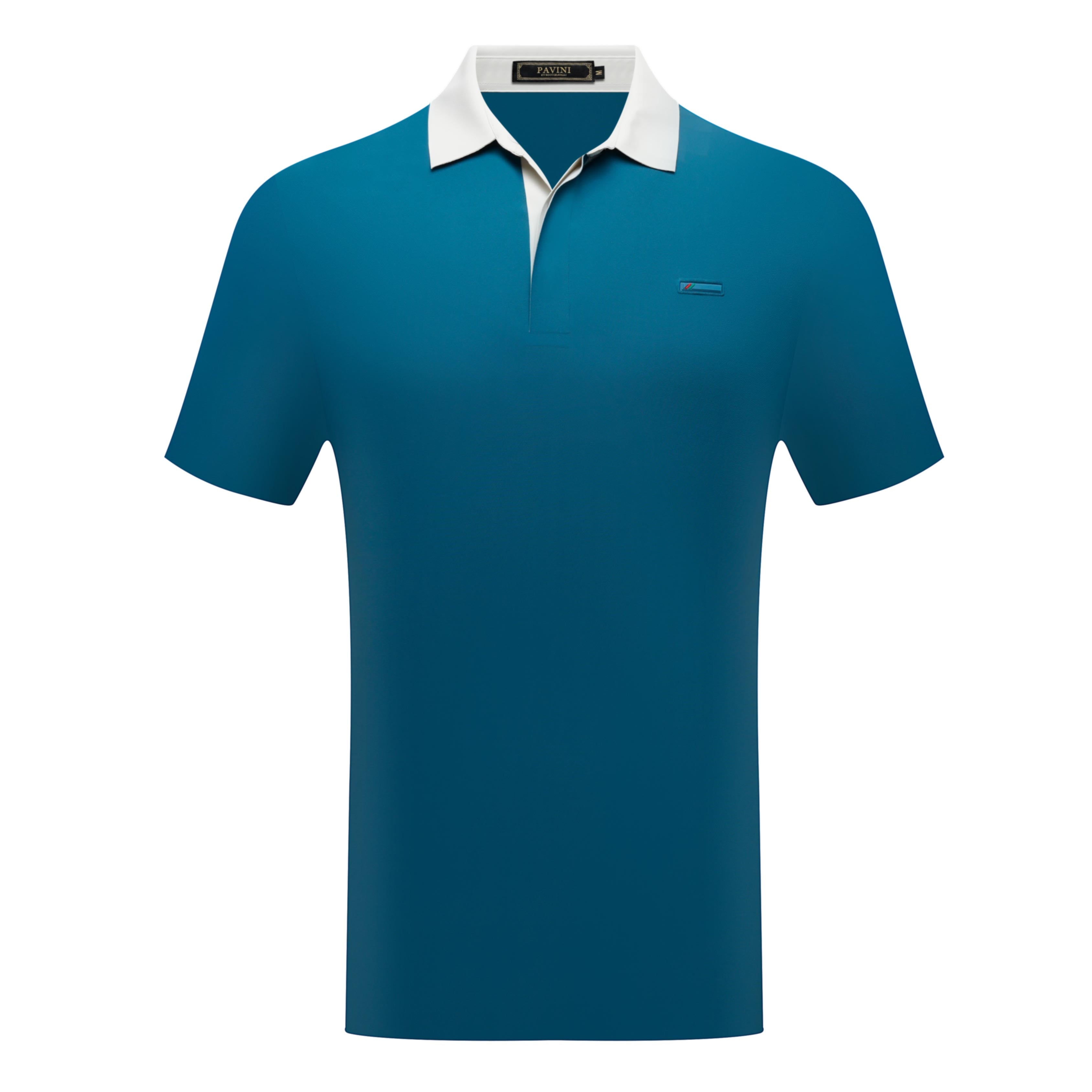 PAVINI Men’s Contrast-Collar Short Sleeve Polo Shirt – P-26-034