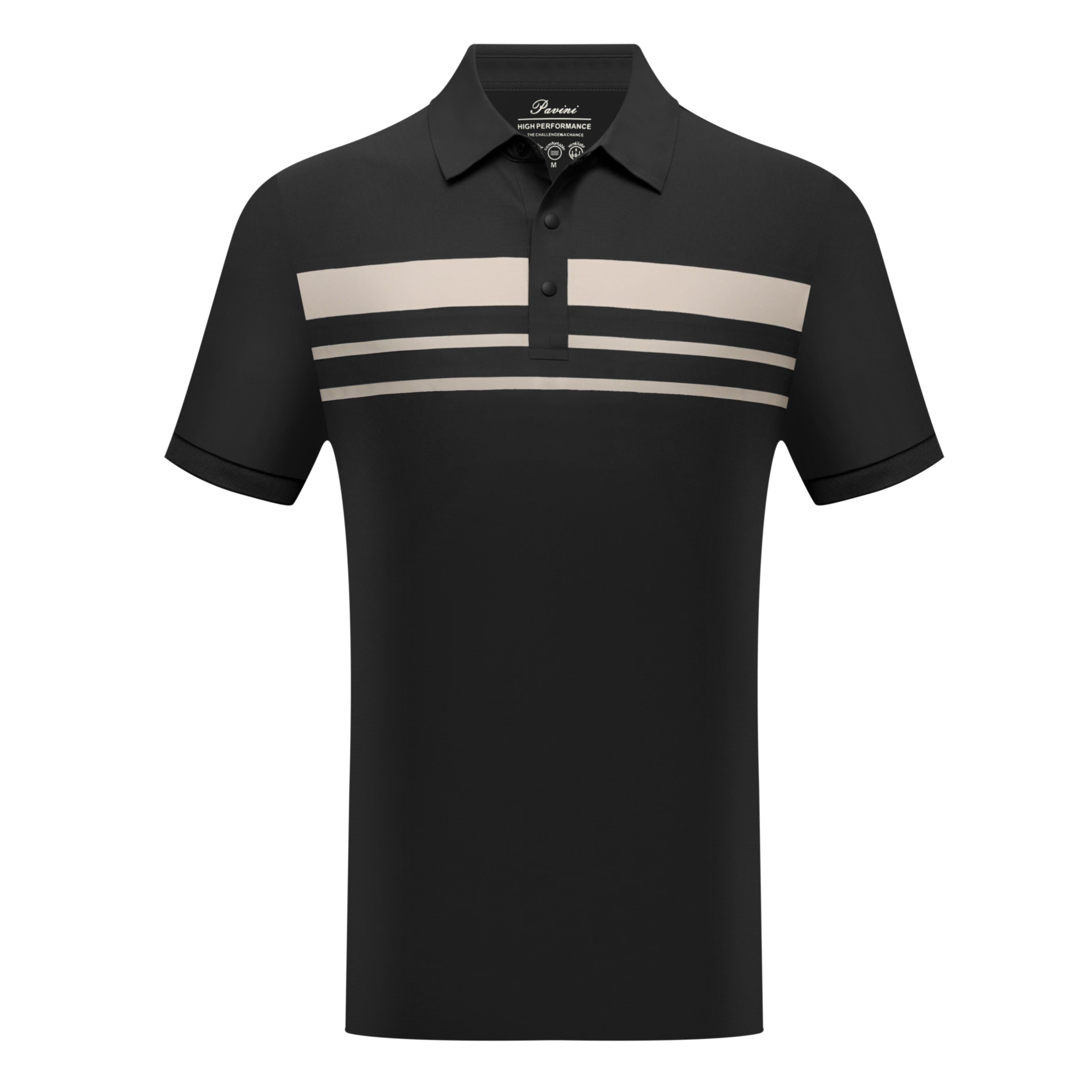 PAVINI Men’s High-Performance Chest-Stripe Polo Shirt – P-26-068