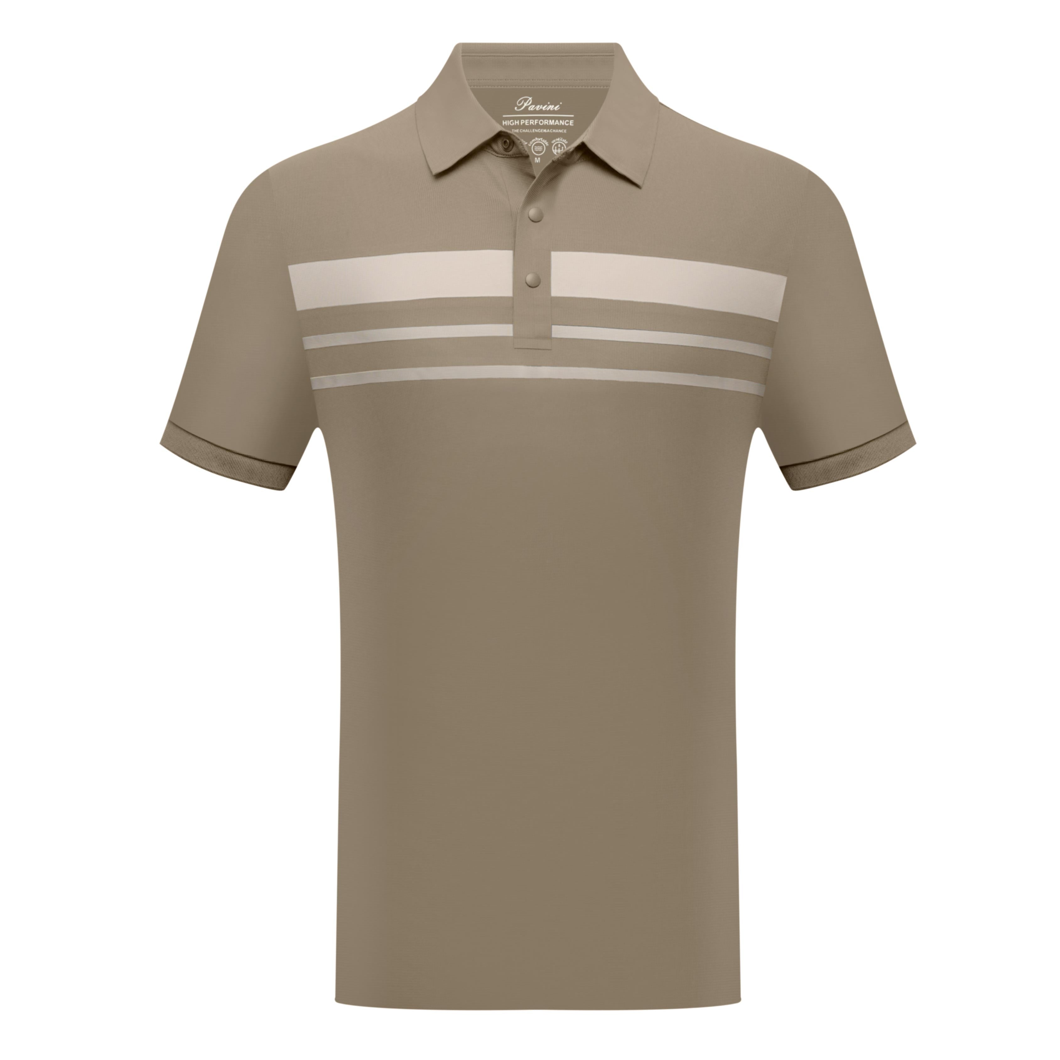 PAVINI Men’s High-Performance Chest-Stripe Polo Shirt – P-26-068