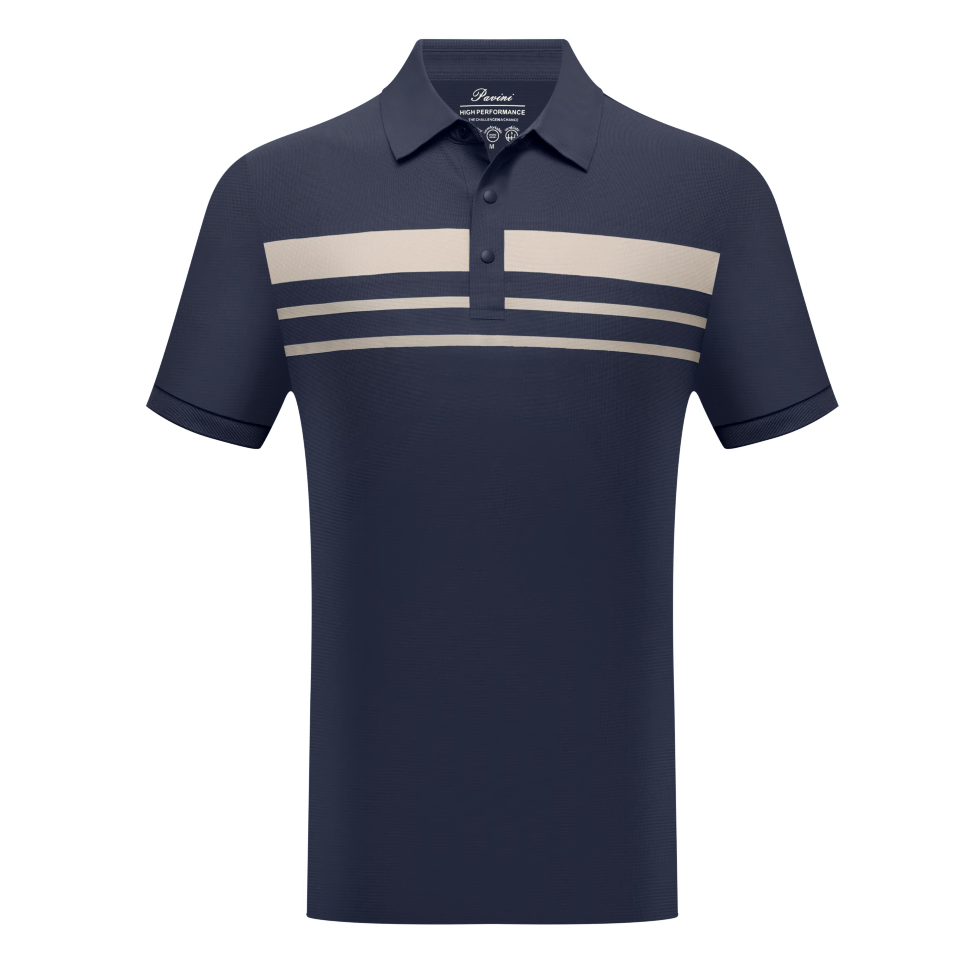 PAVINI Men’s High-Performance Chest-Stripe Polo Shirt – P-26-068