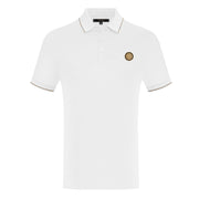 Short Sleeve Polo with Gold Trim &amp; Chest Emblem