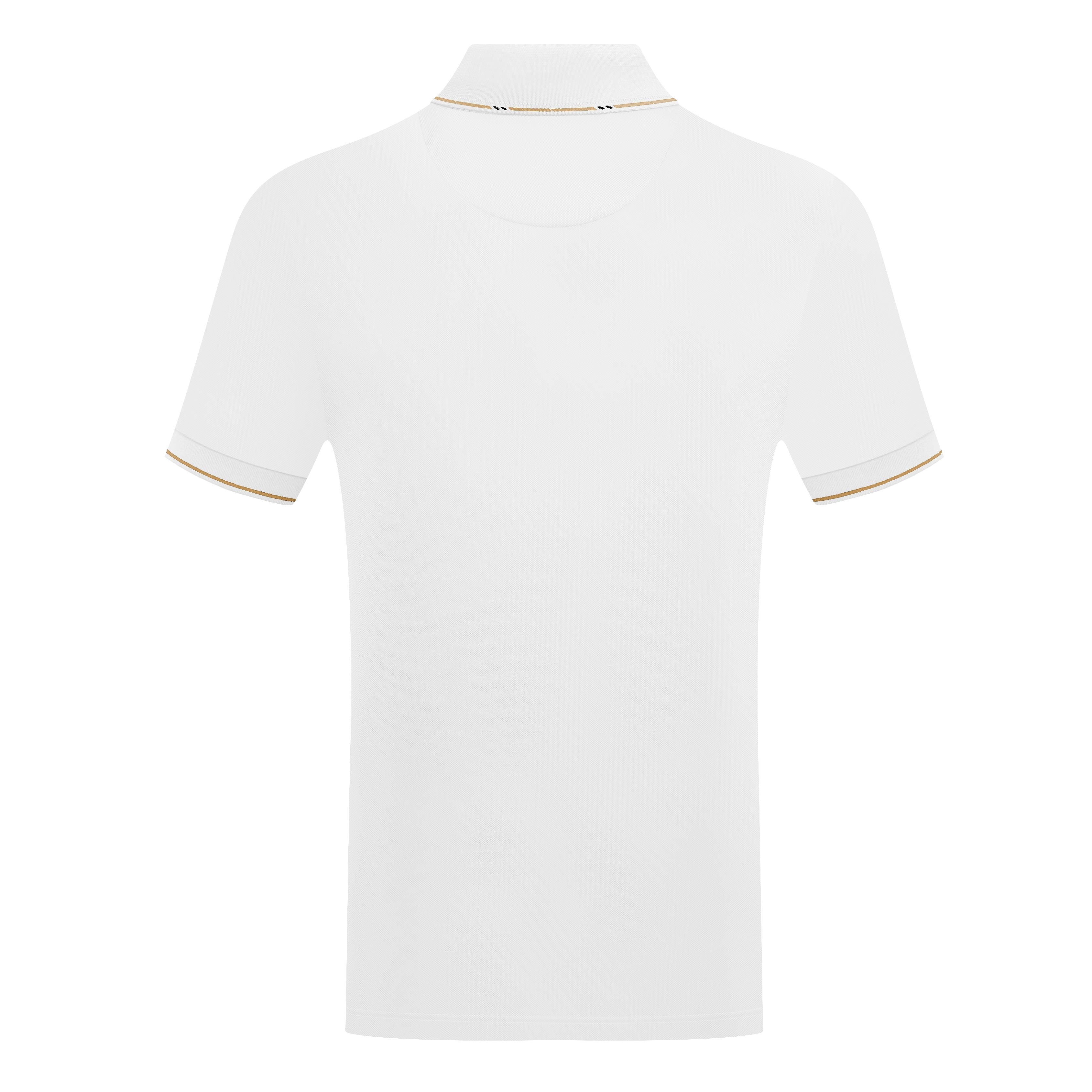 Short Sleeve Polo with Gold Trim &amp; Chest Emblem