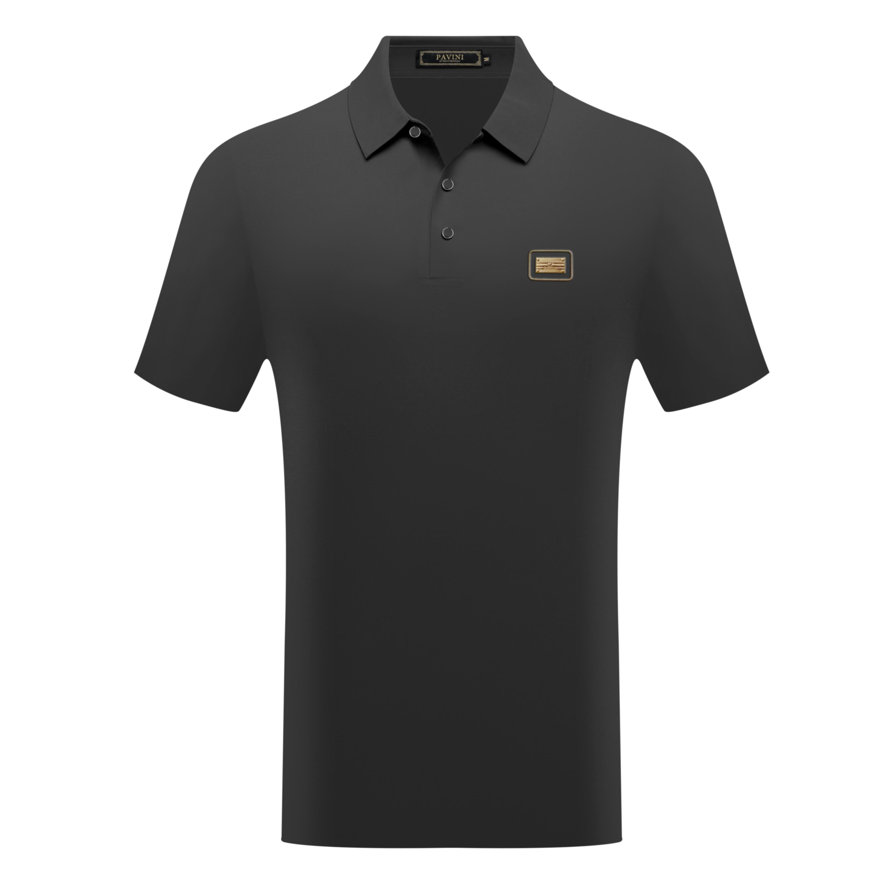 PAVINI Men’s Classic Metal-Badge Short Sleeve Polo Shirt – P-26-402